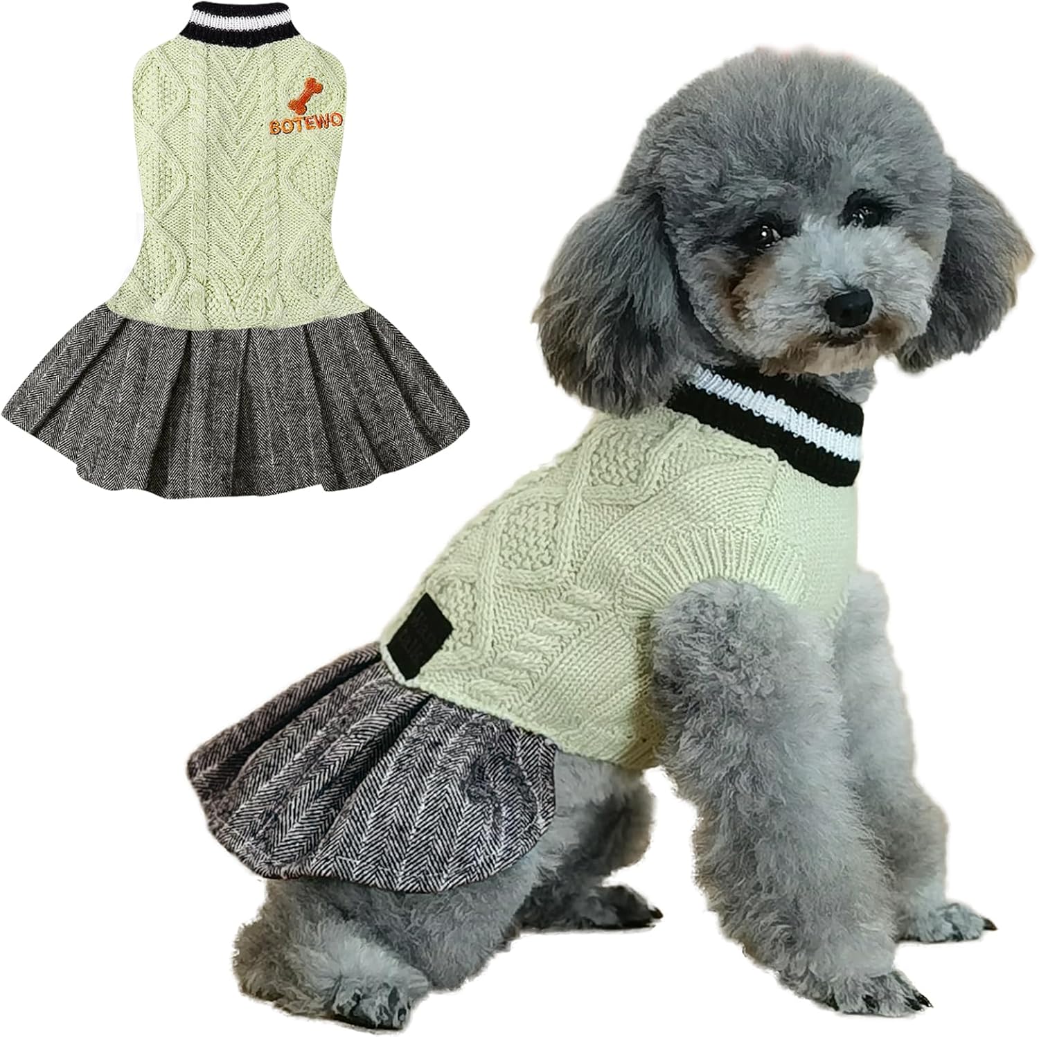 Dog Sweater Dress for Medium Dogs, Knitted Dog Girl