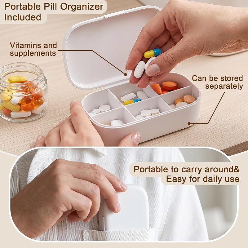 CFQNI 5-Tier Medicine Organizer Storage Box – Portable Pill Organizer Included — Take Daily Medications