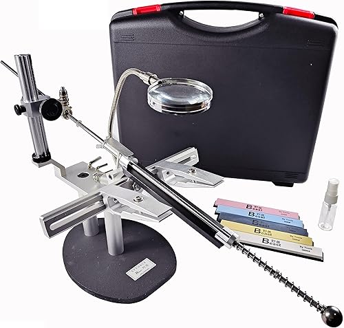 Sy Tools Beast - Sacapuntas de cuchillos profesional con ajuste de ángulo, lupa para cocina, caza, al aire libre, cuchillos de chef, herramientas de