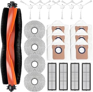 Xiaomi Robot Vacuum X20+/X10+ için 21 adet aksesuar seti, yedek parça, 1 ana fırça, 6 toz torbası, 4 silme bezi, 6 yan fırça, 4 filtre (Xiaomi X20 Max / X20 Pro ile uyumlu değildir)