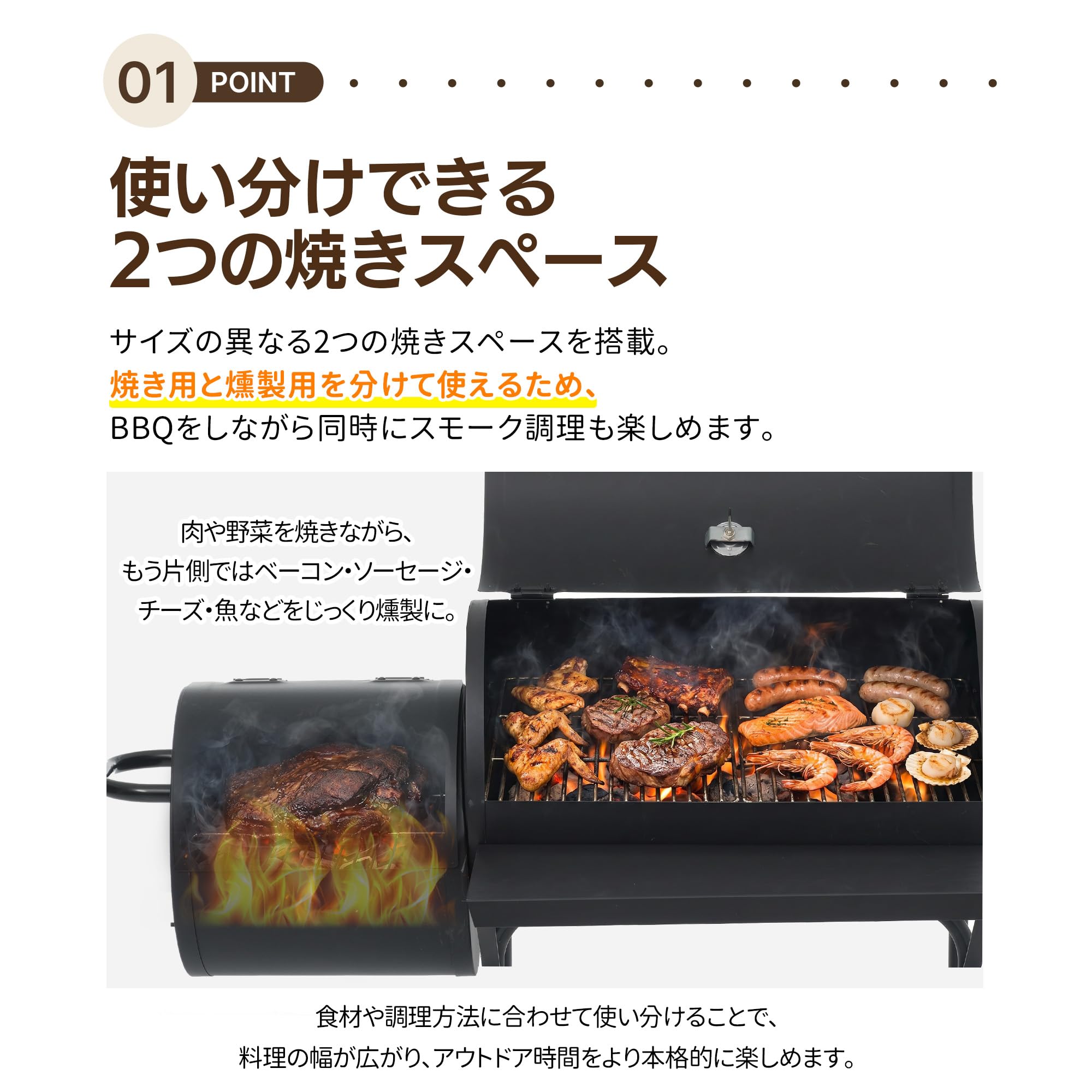 【2か所で同時に焼き分け可能】バーベキューコンロ 煙突 焼き網 温度計 BBQ Amazon.co.jp: バーベキューコンロ 2か所同時に焼き分け可能 温度計