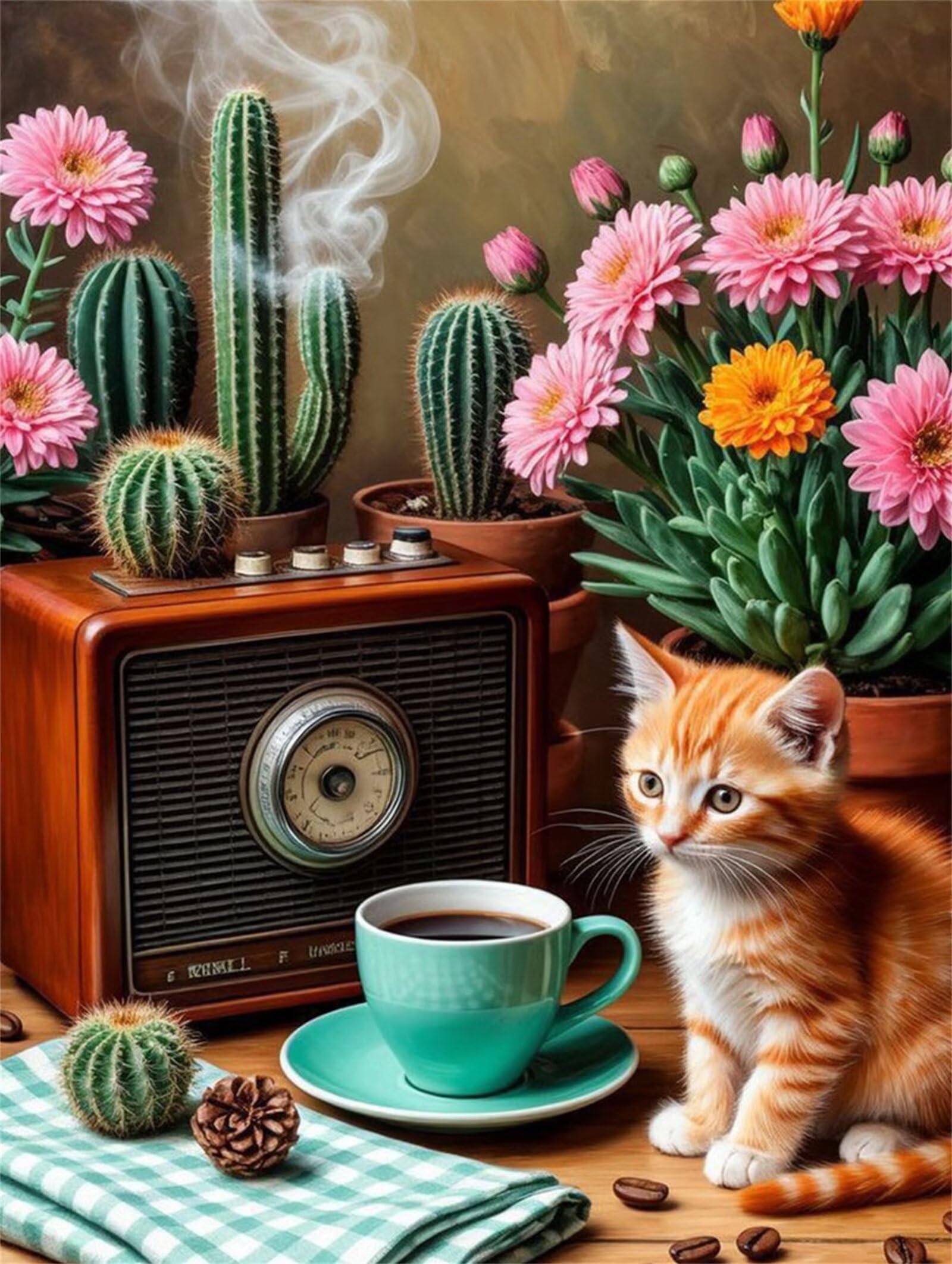 Puzzle 2000 Piezas Adultos Gato Cactus, Rompecabezas Adultos Dificil 100x70cm, Estimula la Concentración y Antiestrés, Juego de Habilidad para Toda la Familia