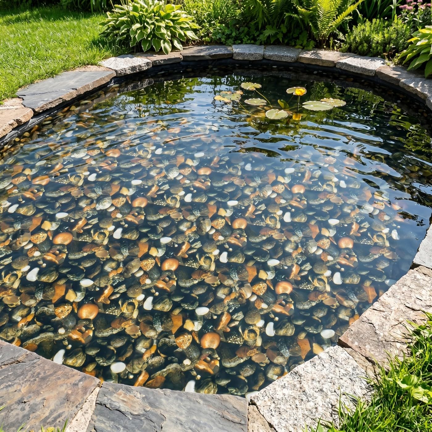 ANRO Pellicola per laghetto, Effetto ciottolo, 3 x 4 m, 0,6 mm, in PVC, Effetto Pietra, Resistente alle Radici, ai Raggi UV, al Gelo e alle intemperie, laghetto da Giardino, laghetto