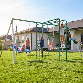 Hapfan Swing Sets for Backyard with Monkey Bars,5 in 1 Playground Set