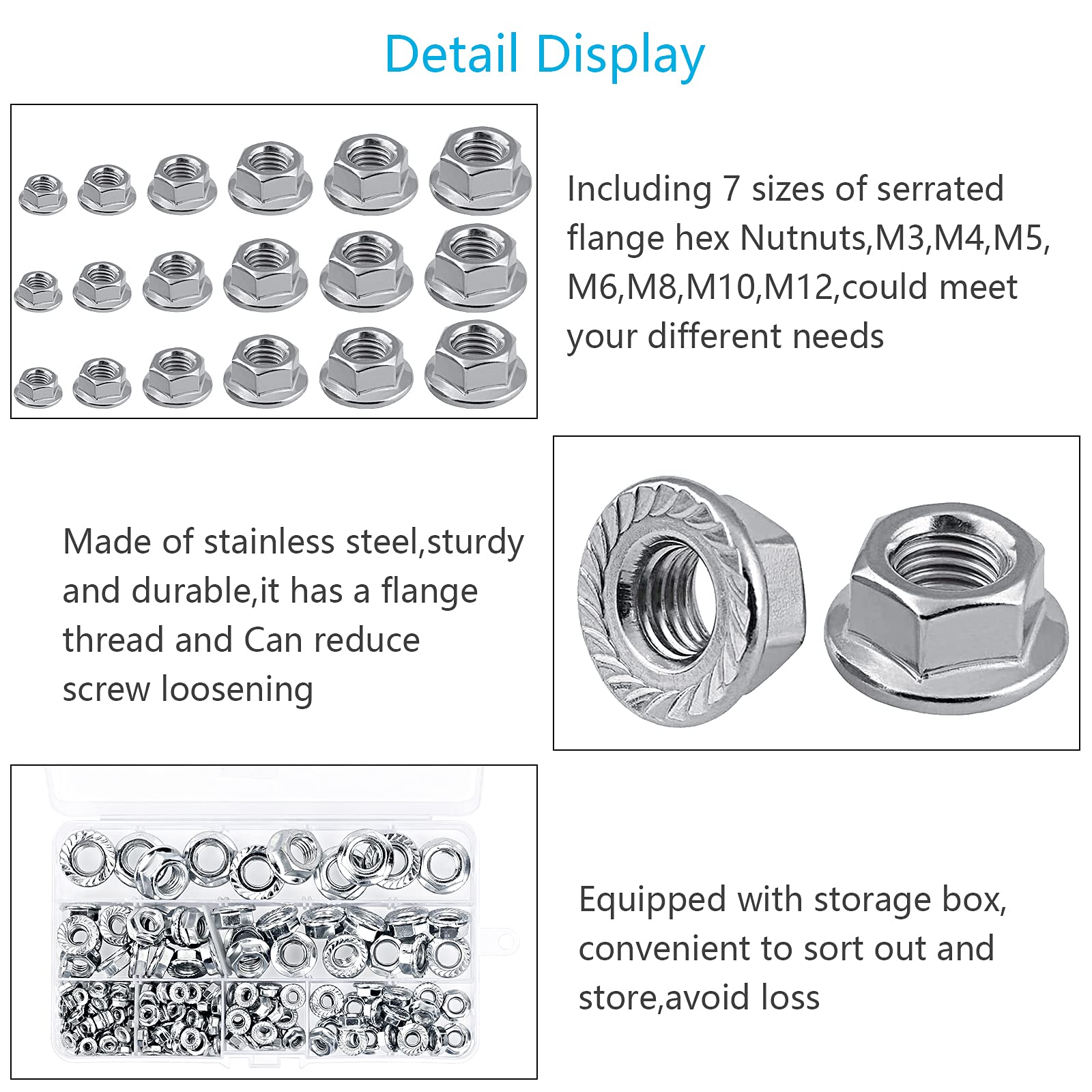 Dado Piatto Con Flangia Esagonale DIN6923 In Acciaio Inossidabile M3 M4 M5 M6 M8 M10 - Foto 3