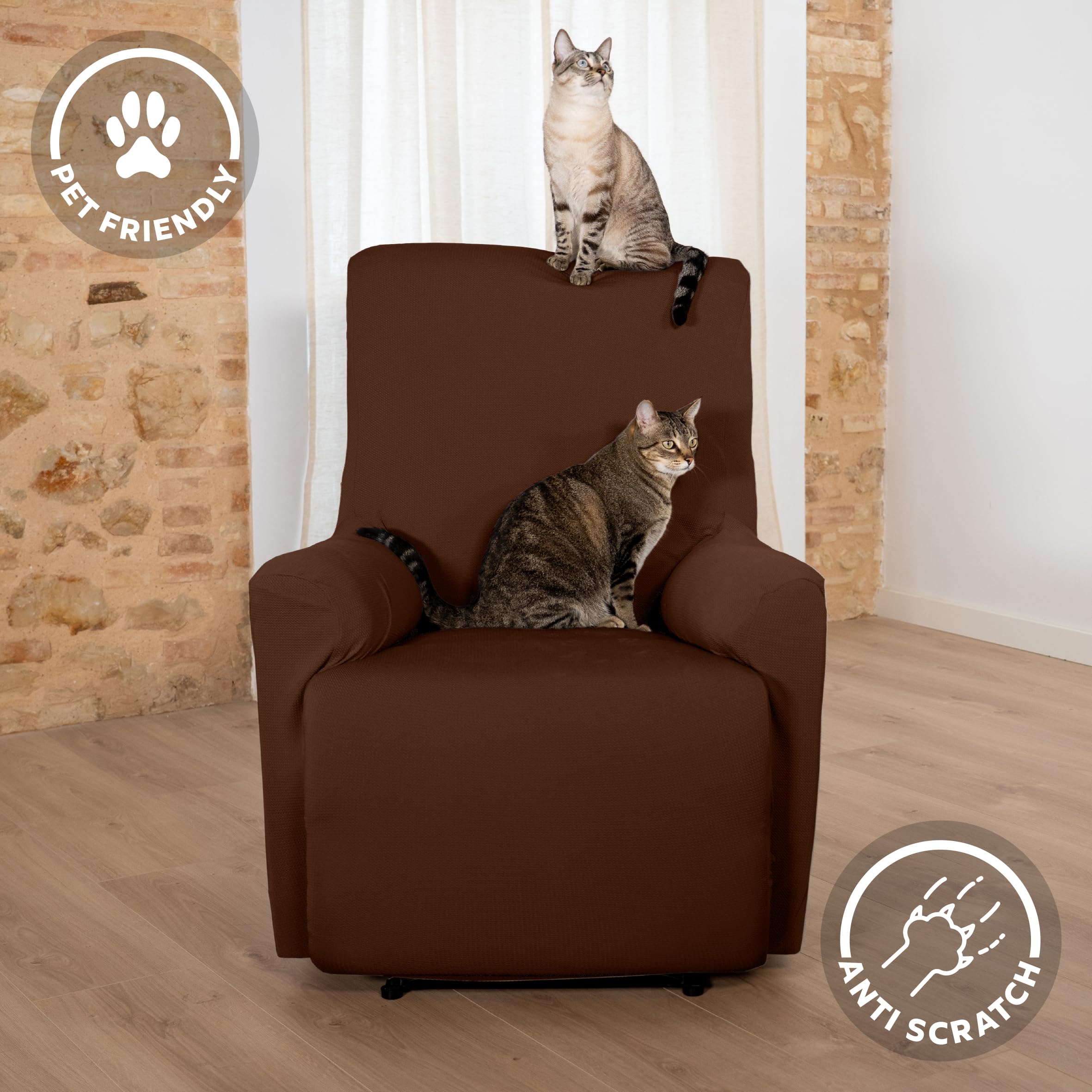 Copripoltrona Con Orecchie Teide - Copertura Elasticizzata 1 Posto Per Poltrona, Colore Avorio - Foto 10