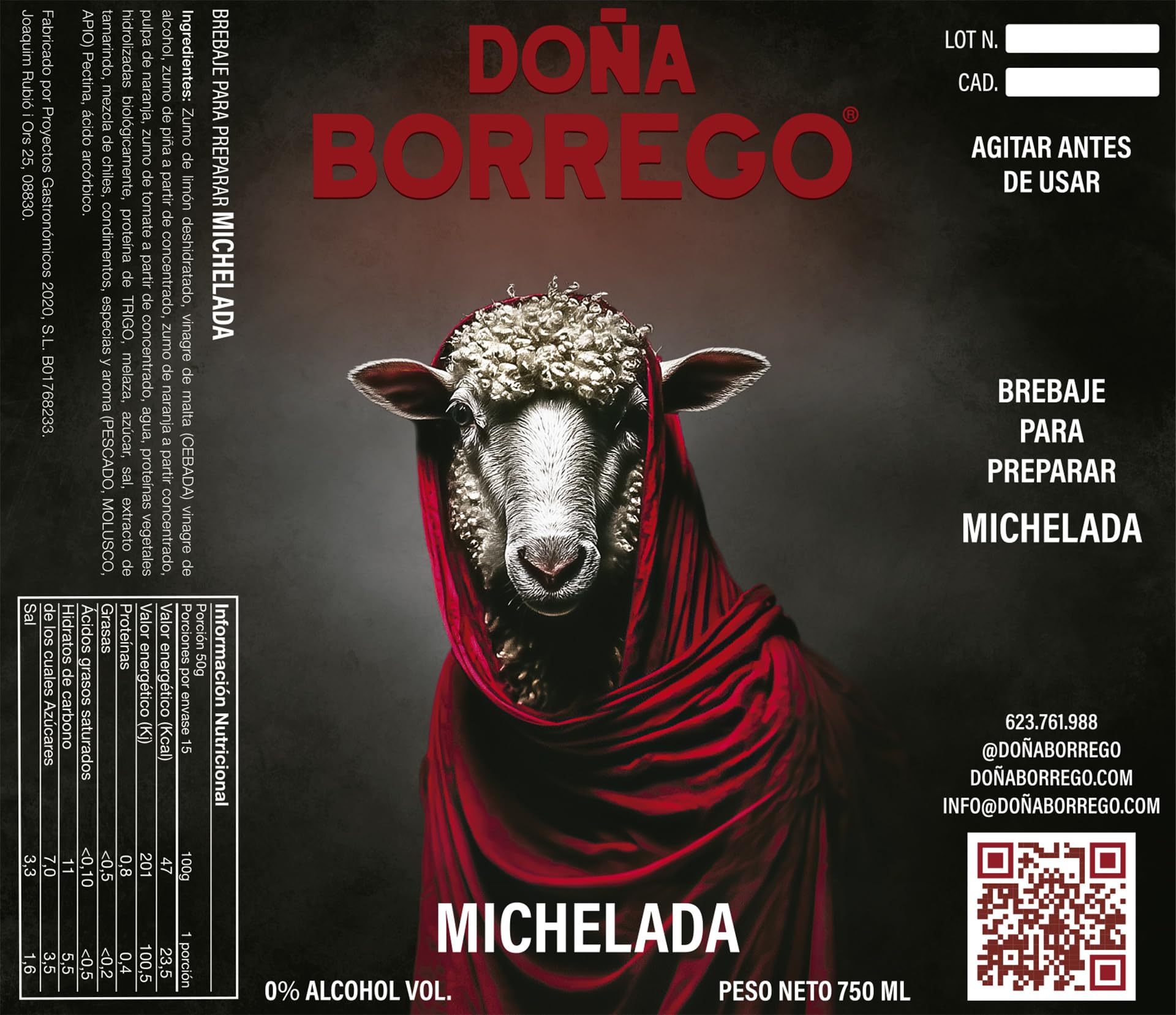 Michelada Doña Borrego 750ml Mix Artesanal Listo para Servir Bebida Mexicana 13-15 Raciones