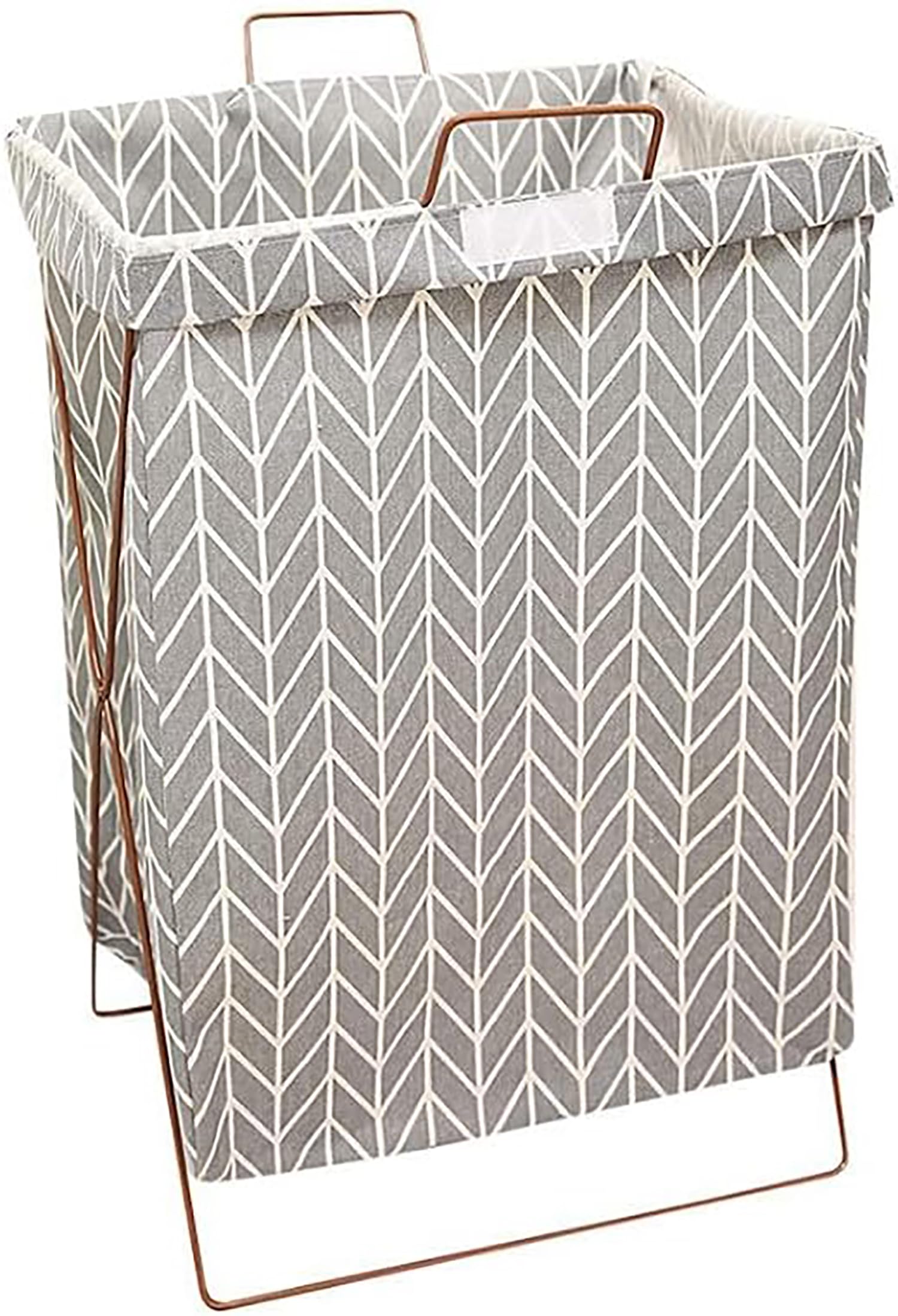 MosQuick® Canvas laundry basket for clothes Foldable Storage Basket laundry bags for clothes toys storage organizer Waterproof cloth basket for laundry with lid handles and metal X-Frame (grey)-image-12