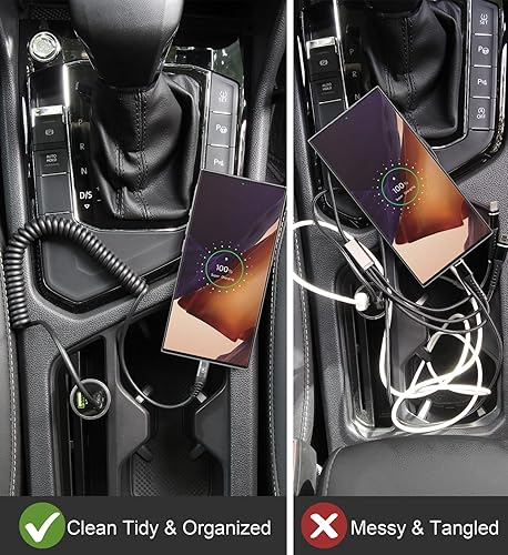 Miniatura 5 de Cable de carga USB tipo C de carga rápida, 2 paquetes, 3 pies Cable de carga USB A a tipo C enrollado para automóvil USB-C compatible con iPhone