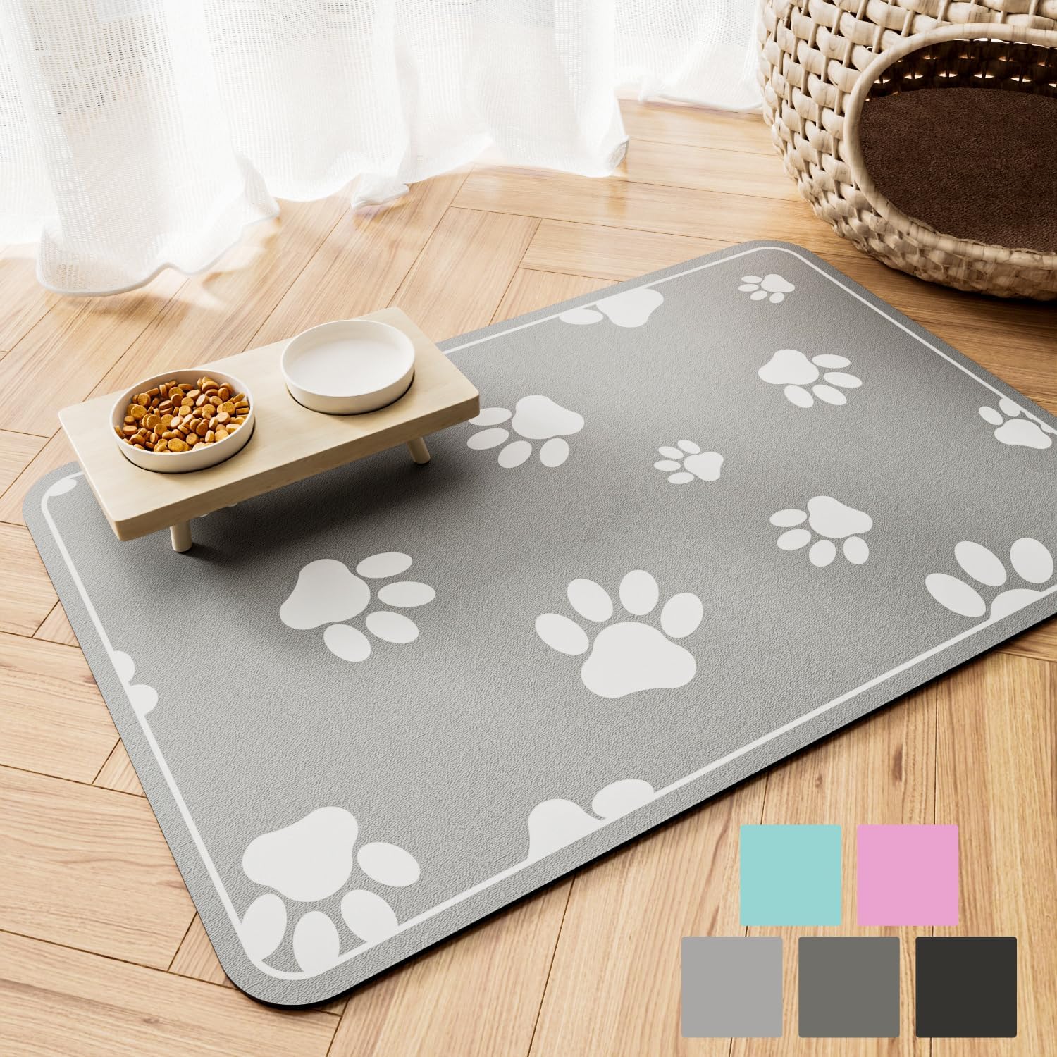 JUCFHY Pet Feeding Mat Absorbent Dog Food Mat No Stains