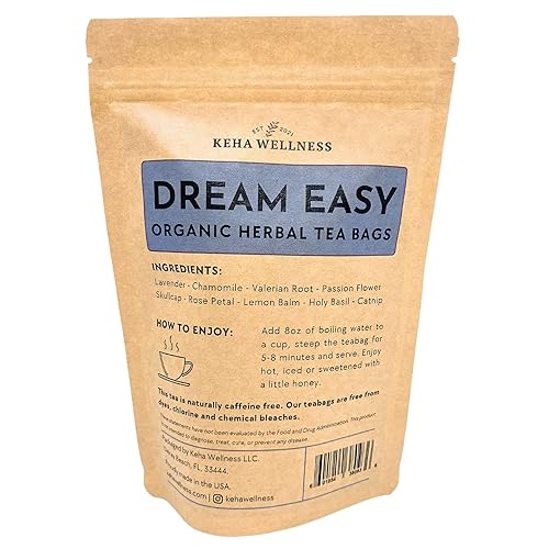 Miniatura 2 de Keha Wellness Organic Dream Easy - Bolsas de té de hierbas  15 bolsas de té extra completas y extra sabor  Sin cafeína  Té para dormir  Té nocturno