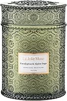 La Jolie Muse Eucalyptus & Alpine Sage Candle | 19oz Natural Soy Wax Wooden Wick | 90Hr Burn for Home Cleansing & Relaxation