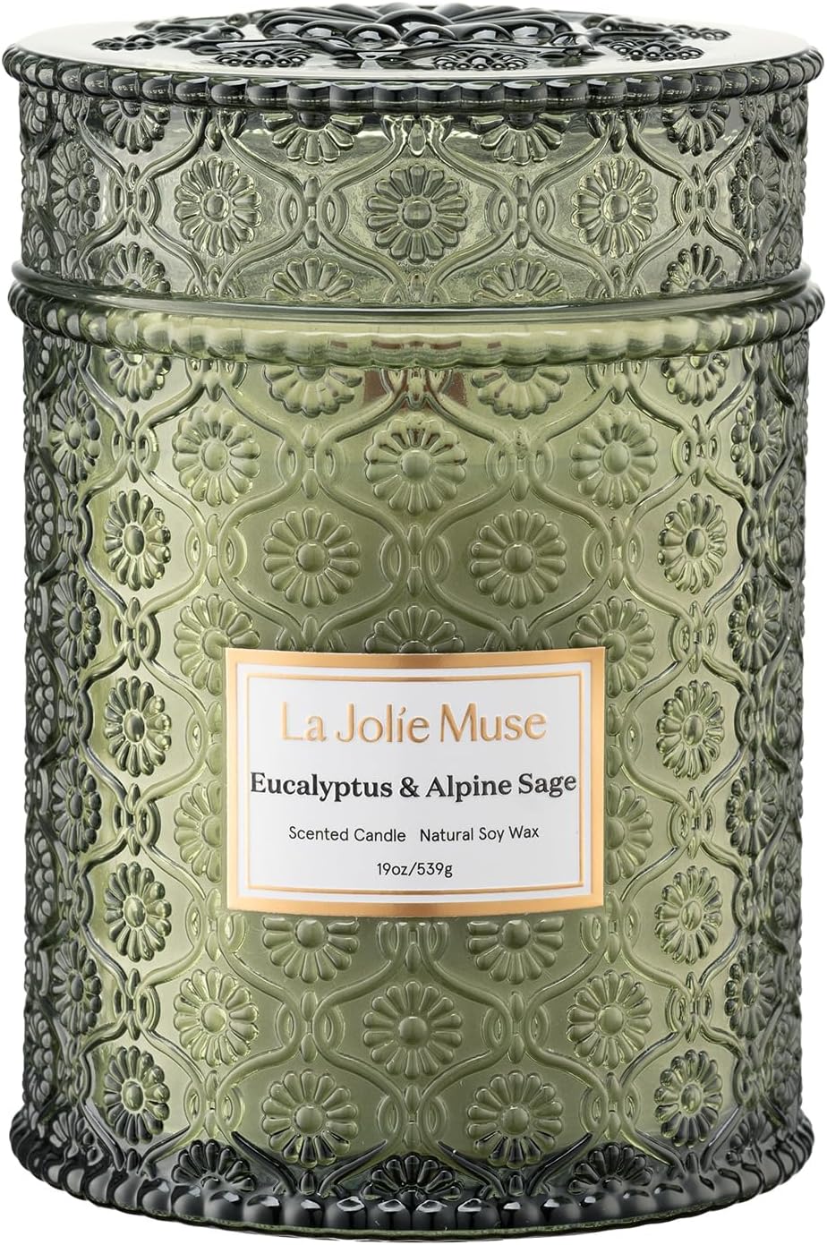 LA JOLIE MUSE Large Wood Wicked Candle, Eucalyptus & Sage, 19.4oz 90hrs