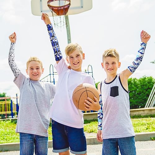 Miniatura 4 de Xuhal 10 Pairs Arm Sleeves for Kids Compression Baseball Football 8-14 Years UV Sun Protection Sleeves for Youth