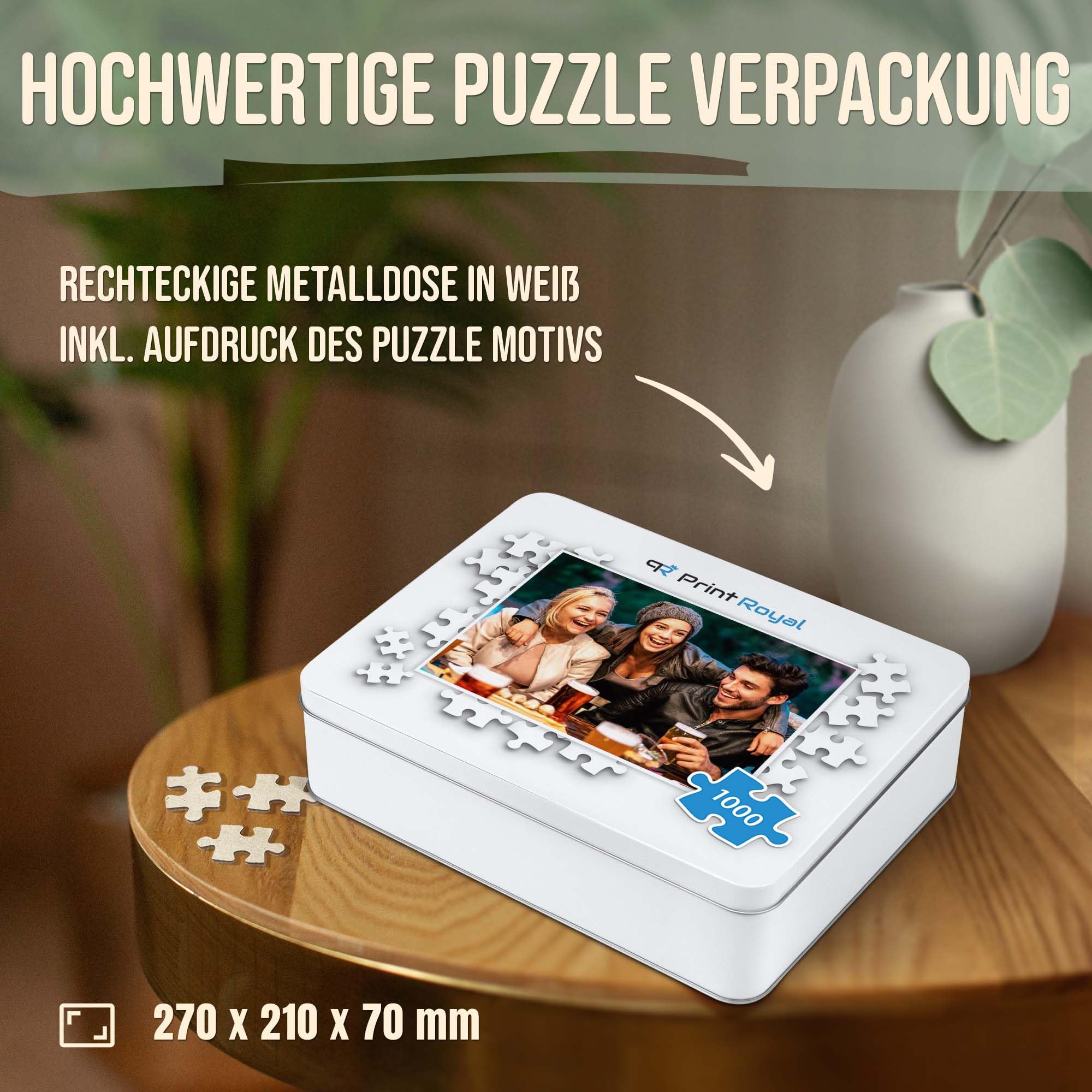 Foto-Puzzle 24-1000 Teile in inkl. hochwertiger Metalldose - mit eigenem Foto Bedrucken - Puzzle selber gestalten - 1000 Teile in Metalldose