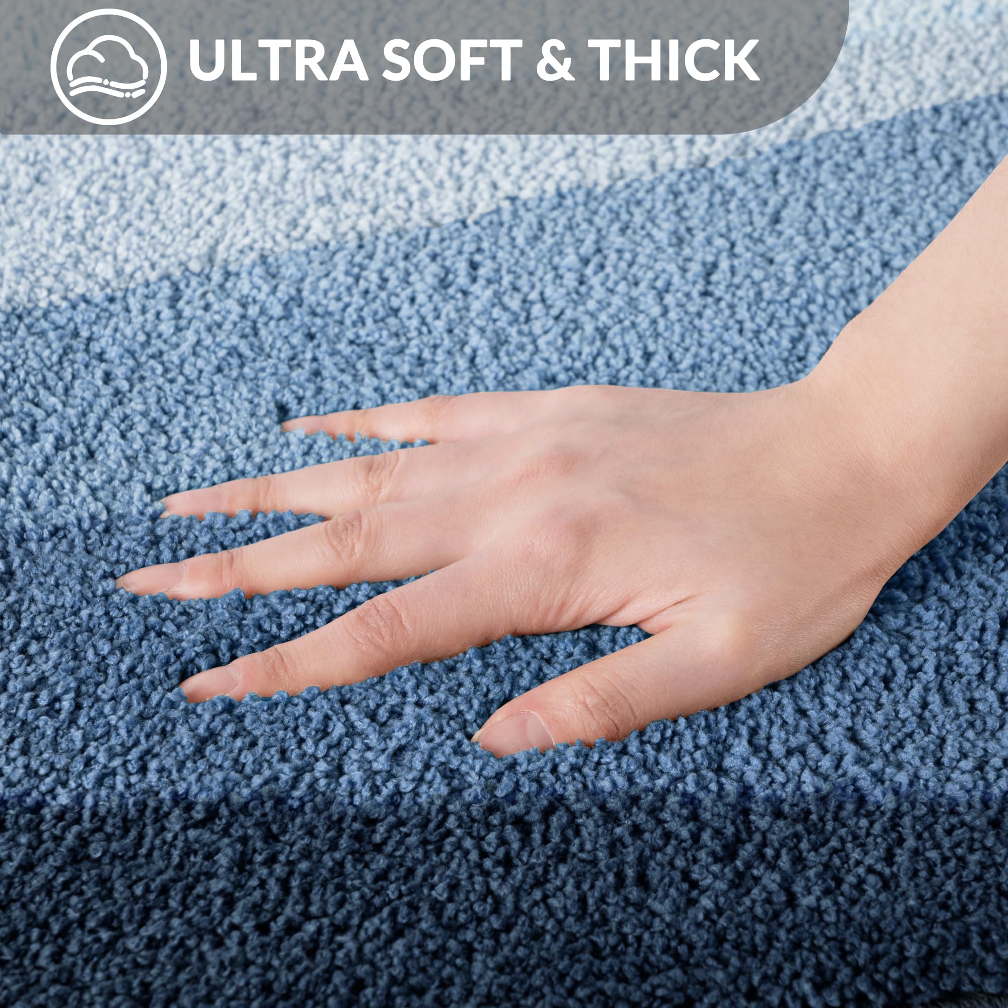 Exclusivo Mezcla Tapis de Bain en Microfibre - Antidérapant, Absorbant et Extra Doux, Séchage Rapide et Lavable en Machine, pour Salle de Bain, Douche et Déco, 40 x 60 cm, Mélangé Bleu