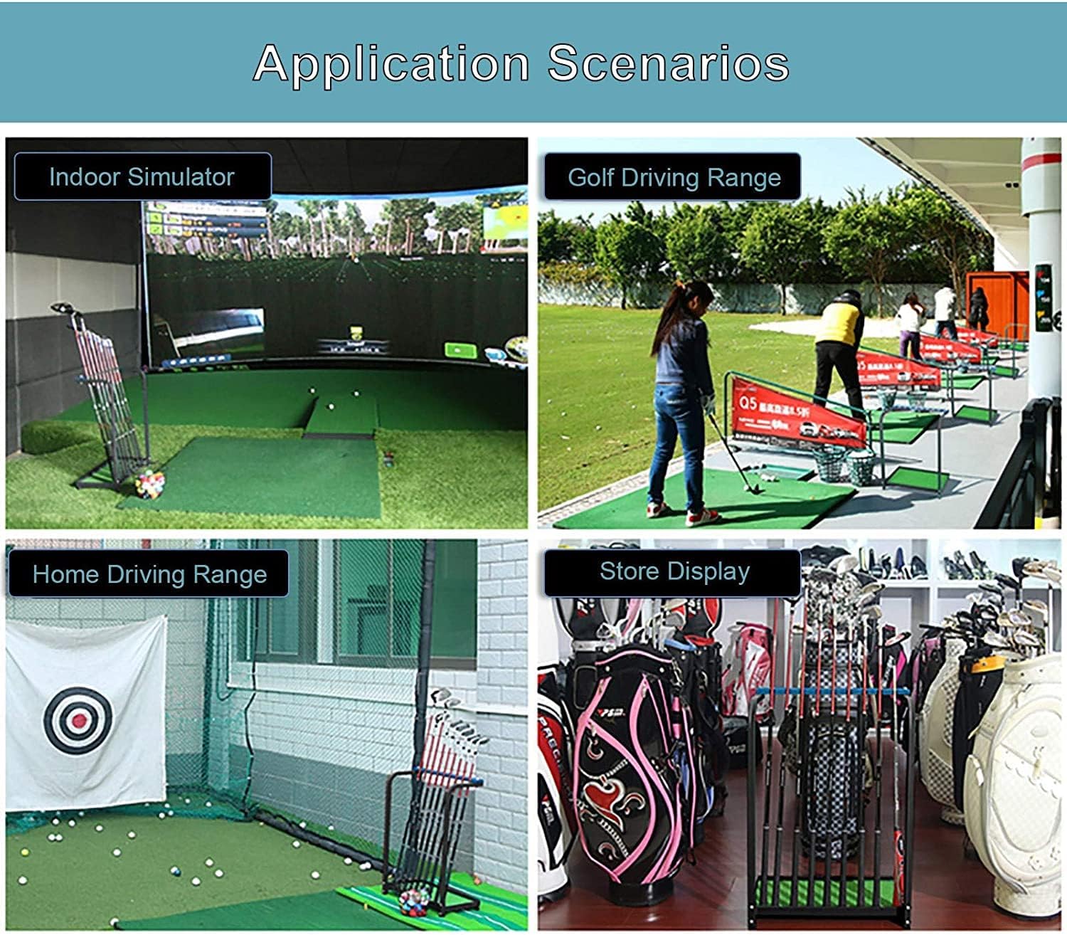 Katzowen 9 Holes Garage Golf Club Storage Holder Rack with Acrylic Backing Plate & Lawn Mat, Putter Display Organizer Stand for Men, Golfer, Practice Clubs