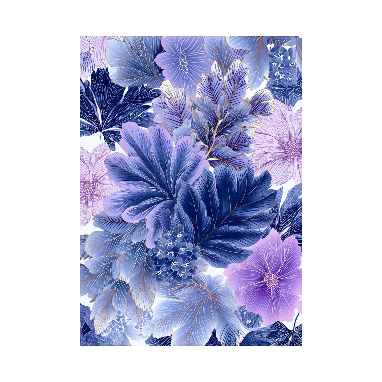 Teruea Purple Canvas Poster Print Art Dark Violet Base With Gilded Leaf Botanical Blooms Canvas Wall Art For Home Decor Modern Bathroom Office Wall Decor Paintings(Purple)-20X30cm1 Unframed