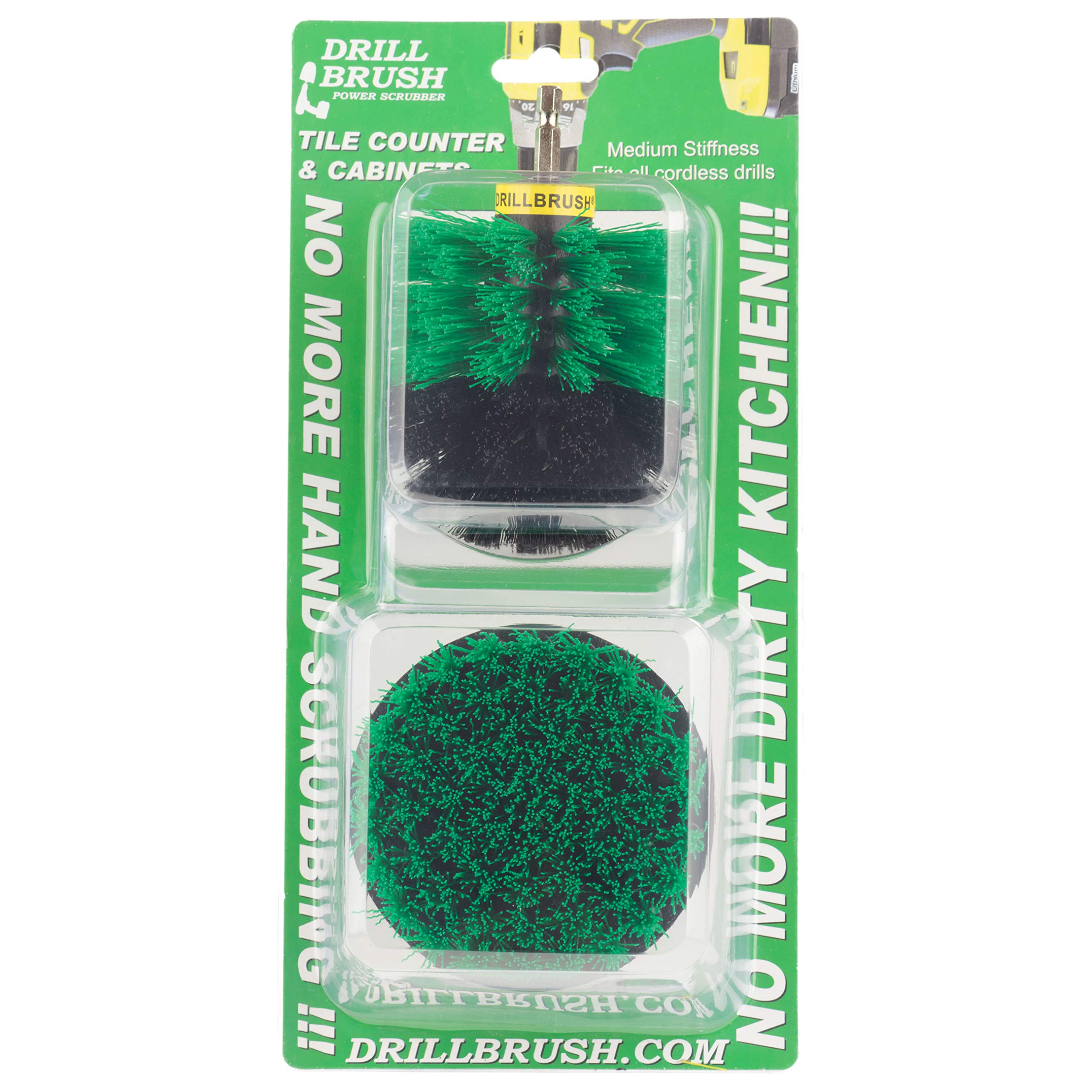 Kit de nettoyage cuisine Drillbrush vert noir avec arbre de changement rapide pour comptoirs