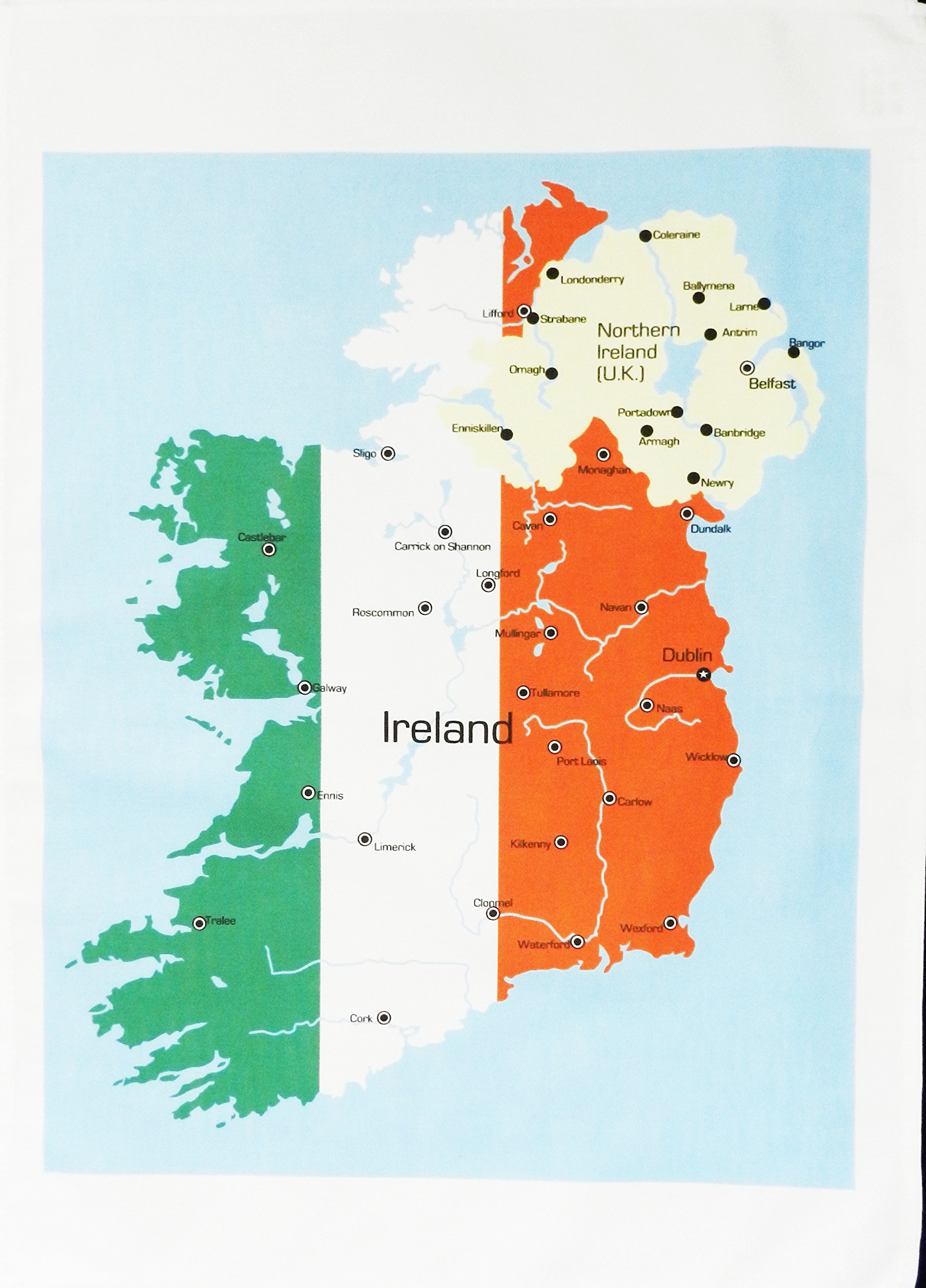 Half a Donkey Map of Ireland and Northern Ireland - Large Cotton Tea Towel