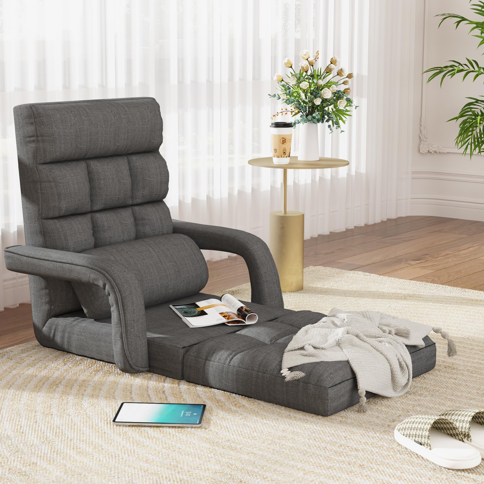Floor Folding Chair Adjustable 6-Position Floor Chair Folding Lazy