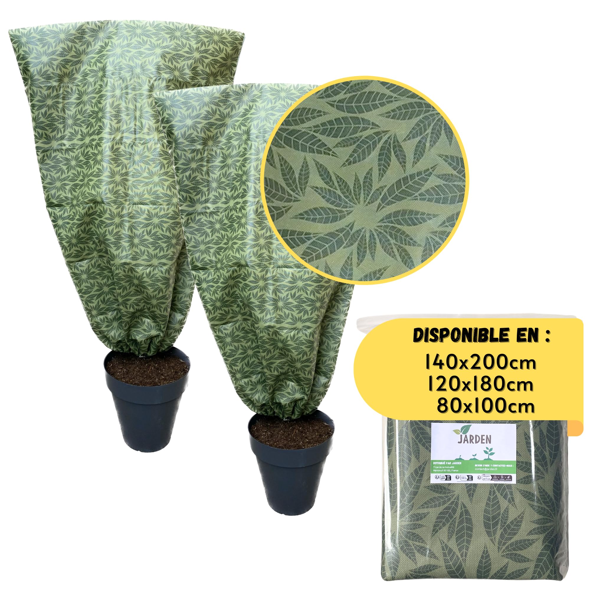 Lot De 2 Housses Hivernage Plantes 180x120cm - Voile 80g/m², Anti-Gel/Vent/Neige - Pour Arbustes, Lauriers, Agrumes