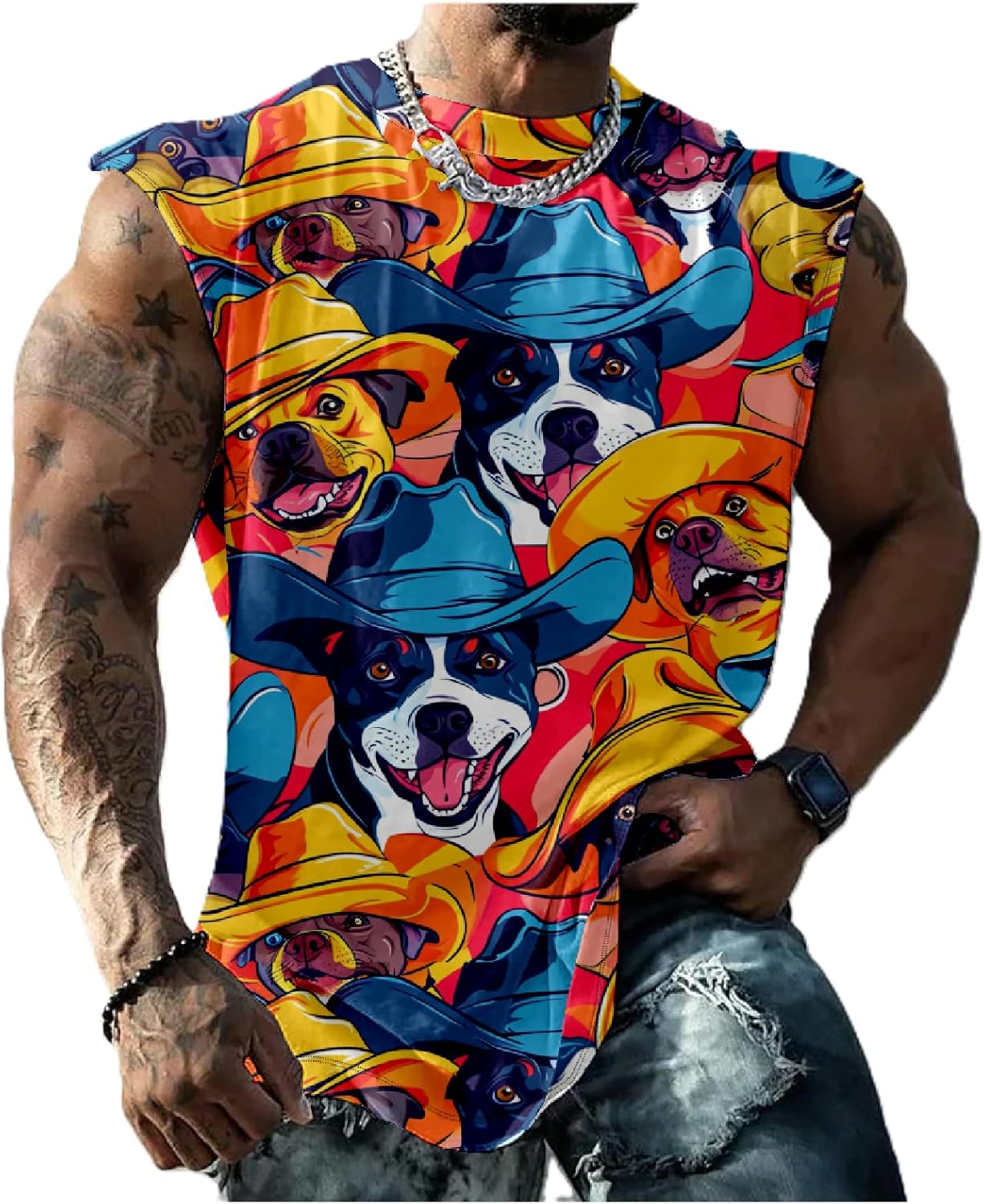 Mens Graphic Tank Top Camo Print 3D Pattern Sleeveless Shirts Casual Vintage Retro Tshirts Muscle Workout Tee Tops