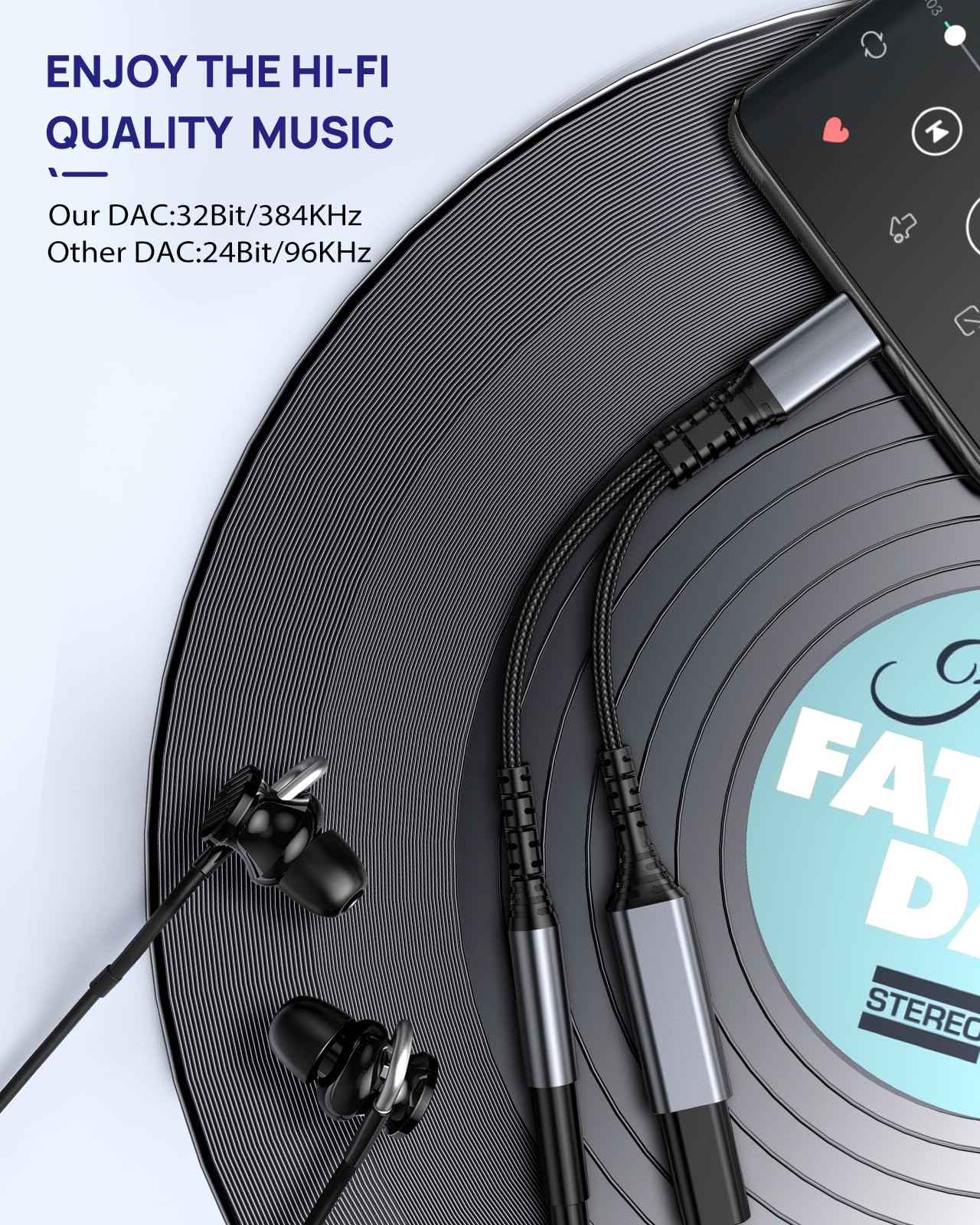 USB-C to 3.5mm Headphone Adapter & Charger: 2 in 1 Type C to 3.5mm Audio Adaptor Aux Cable for Samsung Glaxy A53 A33 S23 S22 S21 S20 Goole Gray