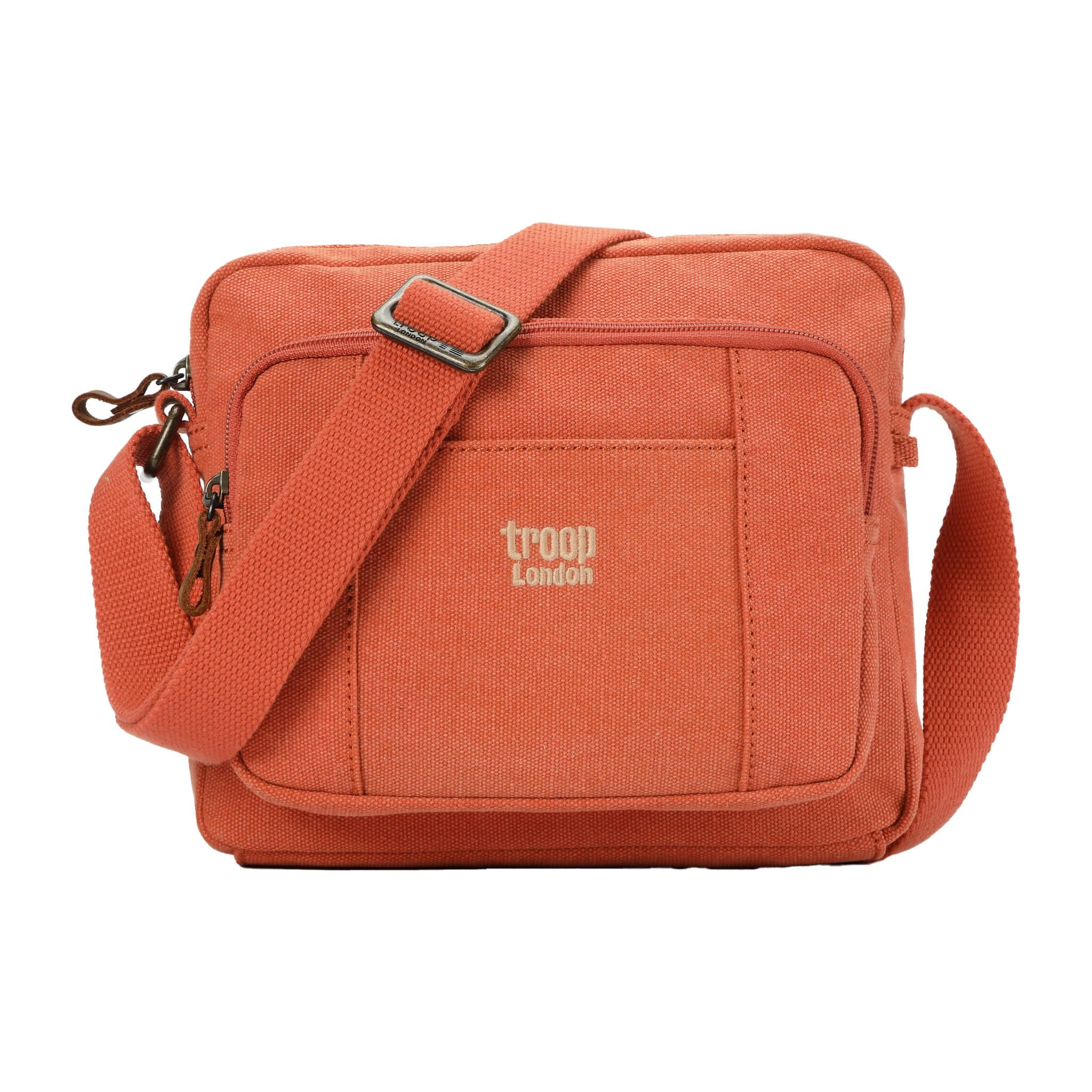Troop London TRP0235 Classic Canvas Across Body Bag Orange