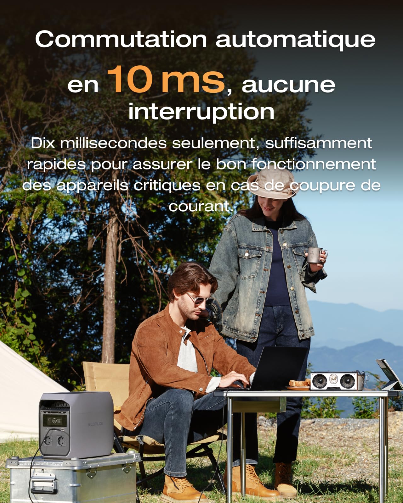 Station électrique portable ECOFLOW DELTA 3 Classic, batterie LiFePO4 1024 Wh, sortie CA 1800 W (3600 W crête), USB-C 100 W, charge rapide en 1 h, générateur pour camping, camping-car et secours