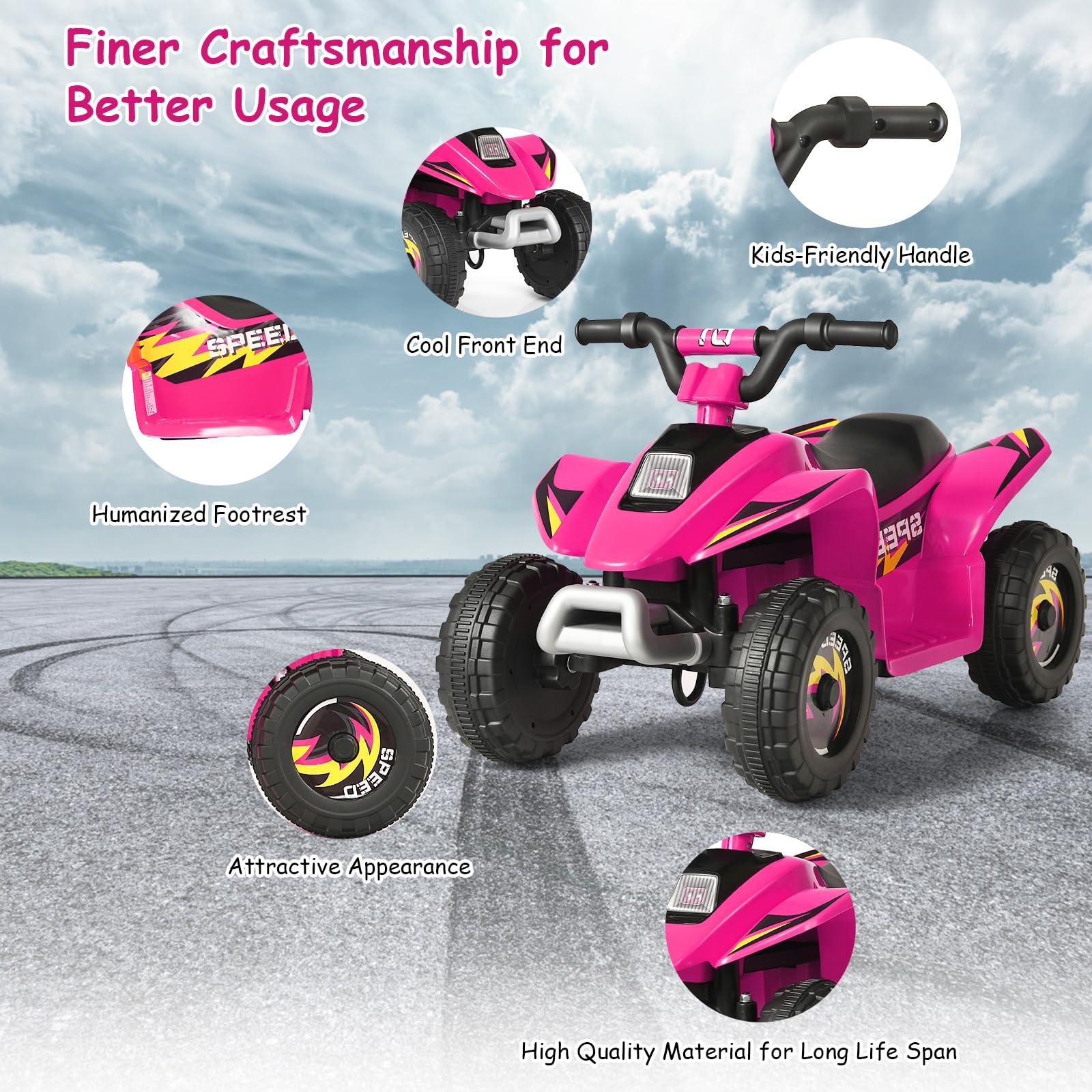 SORA 6V Kinder Quad Elektro, Kinderquad mit Vor‑ & Rückwärtsgang