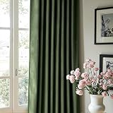 MIULEE Olive Green Velvet Curtains for Bedroom 2 Panel Set 96 Inch Drop Curtains, Soft Elegent Home Decor Velvet Curtain Living Room, Sun Blocking Room Darkening Thermal Eyelet Curtain 55x96 Inch - 5