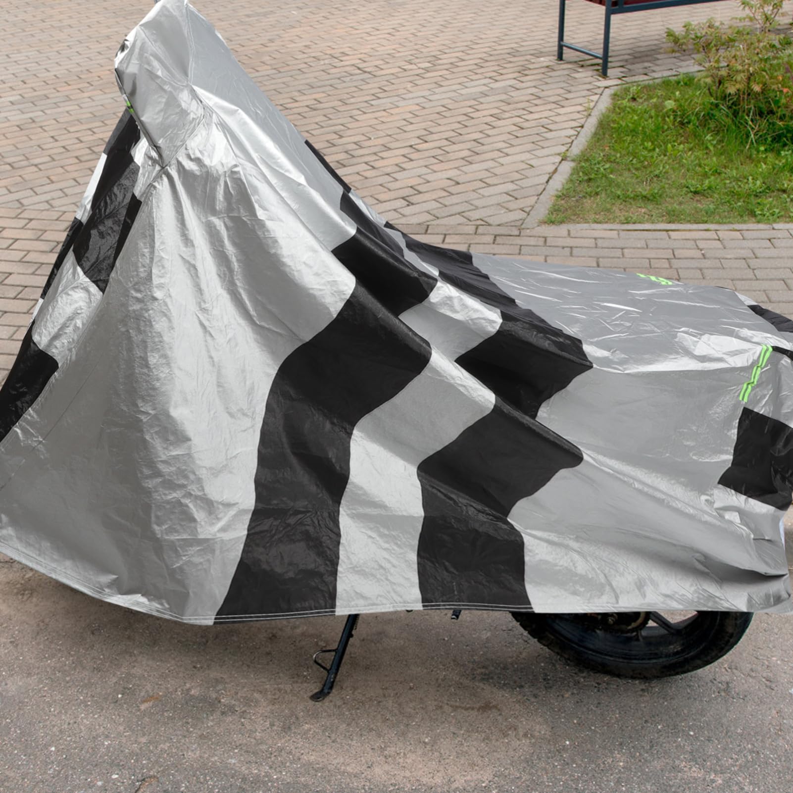 GLEAVI Housse de Protection Portable, Coton Floconné Noir et Argenté pour Trottinette Électrique et Vélo pour Extérieur