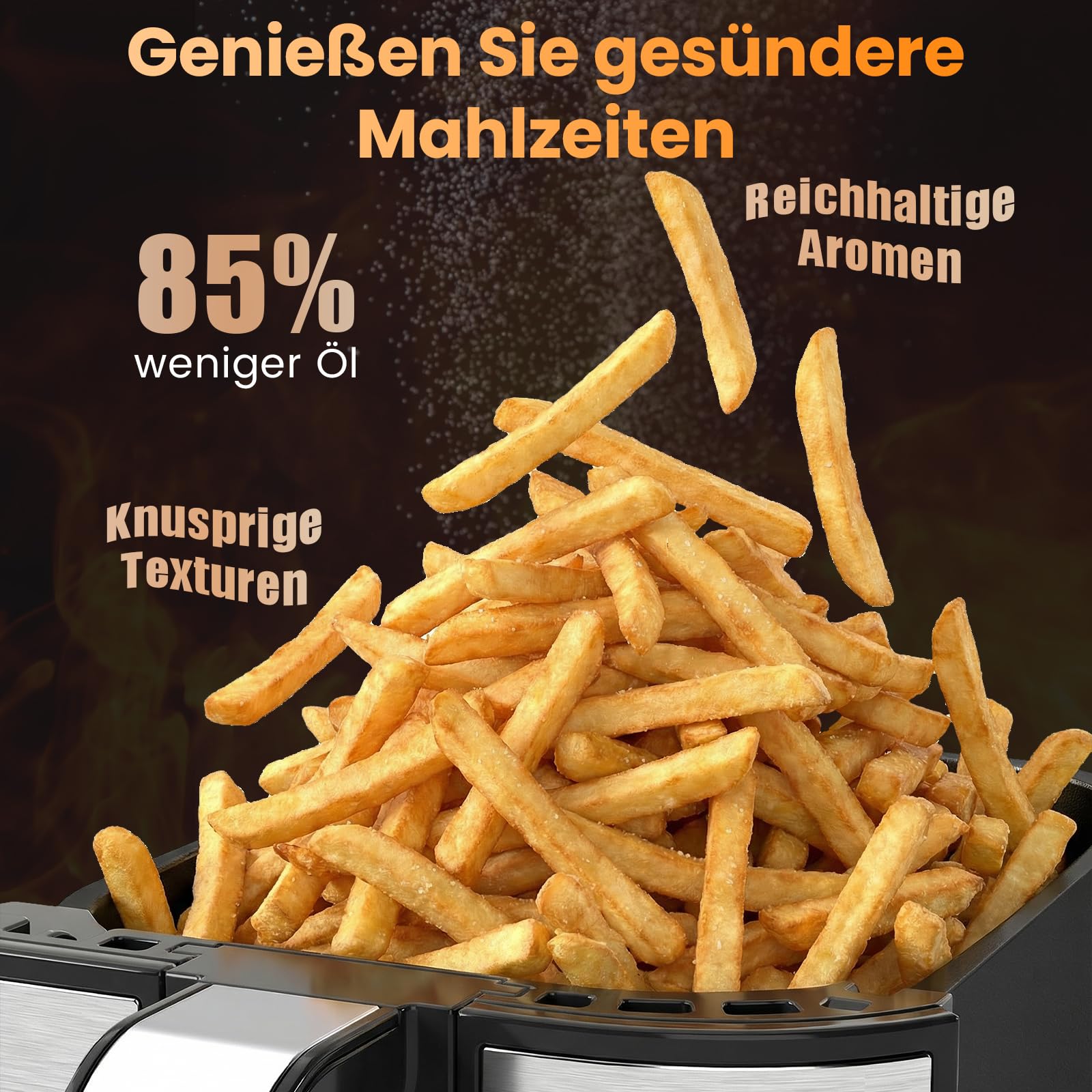 COSTWAY Frytkownica na gorące powietrze, 2 komory, 8,5 l z okienkiem, wykończenie Sync Cook & Match Finish, cyfrowy ekran dotykowy i gorące powietrze 360°, 2100 W, nadaje się do mycia w zmywarce
