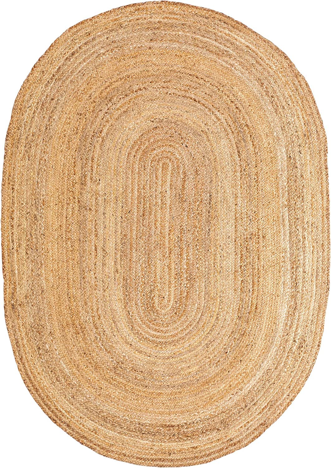 VDS® Natural Handwoven Braided Jute Area Rug 90 x 150 cm Oval – Reversible Rustic Farmhouse Floor Mat Carpet for Hallway, Kitchen, Bedroom, Office, Living Room & Entryway - Home Décor Rug