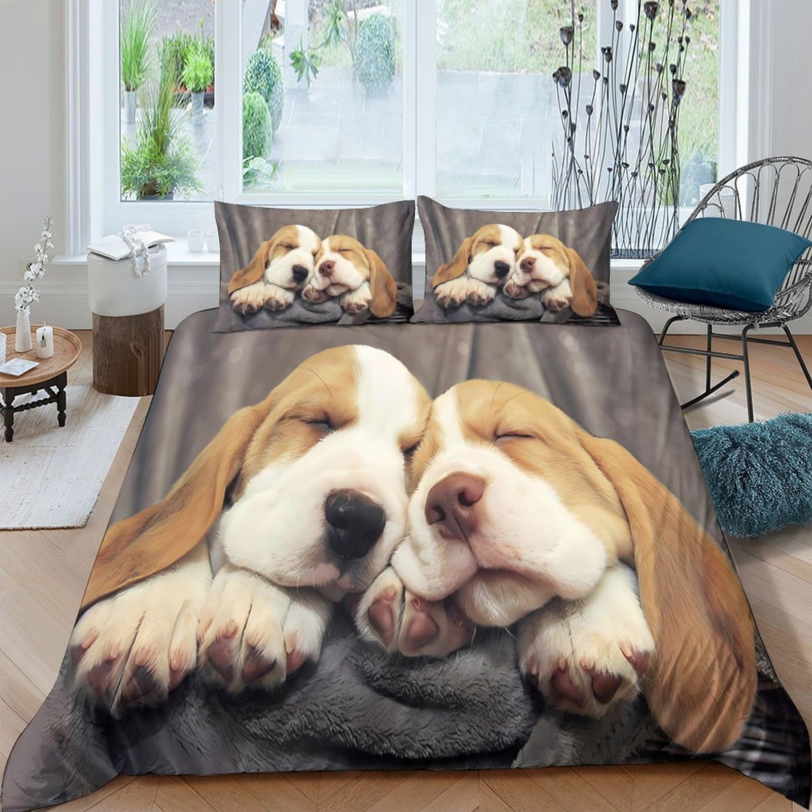 Ctjqhvkz Style-4 3D Printed Sleeping Puppy Fitted Sheet Microfiber Soft Brown Dog Mattress Cover For Bedroom Guest Room Decor Single（135X200cm）