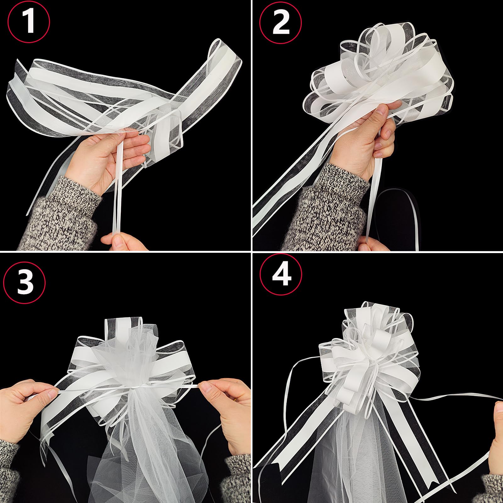 WANYIG 4 Pezzi Autoschmuck Fiocchi Regalo Auto Decorazione Matrimonio Bianco