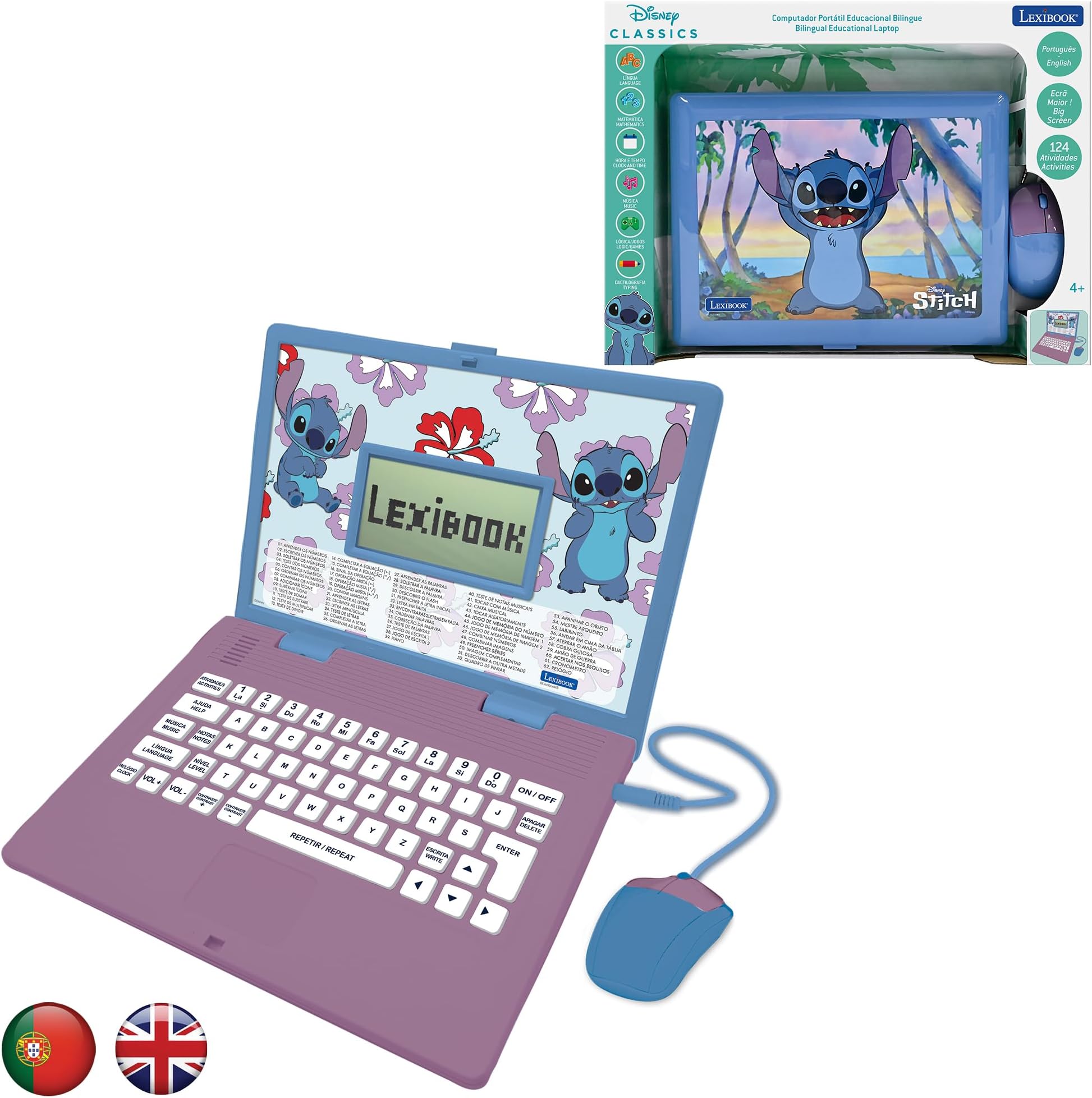 LEXIBOOK, Disney Stitch Educational Laptop for kids, JC598Di4