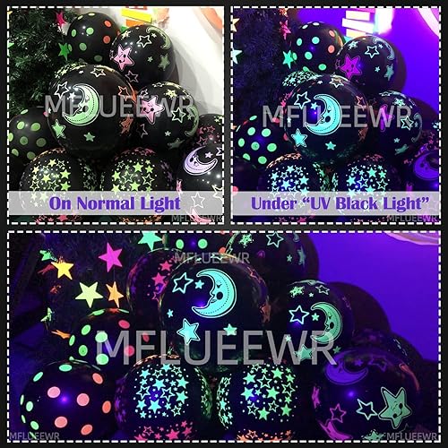 Miniatura 3 de Paquete de 110 globos de neón UV de colores, globos de neón que brillan en la oscuridad, suministros de fiesta, globos fluorescentes de látex neón