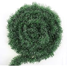 50 Feet Green Tinsel Garland Artificial Christmas Pine Decorative Greenery Tinsel Stems Non-Lit Soft Twist Garland 12 Inch x 2Inch for Holiday Season Outdoor Indoor Party Decorations