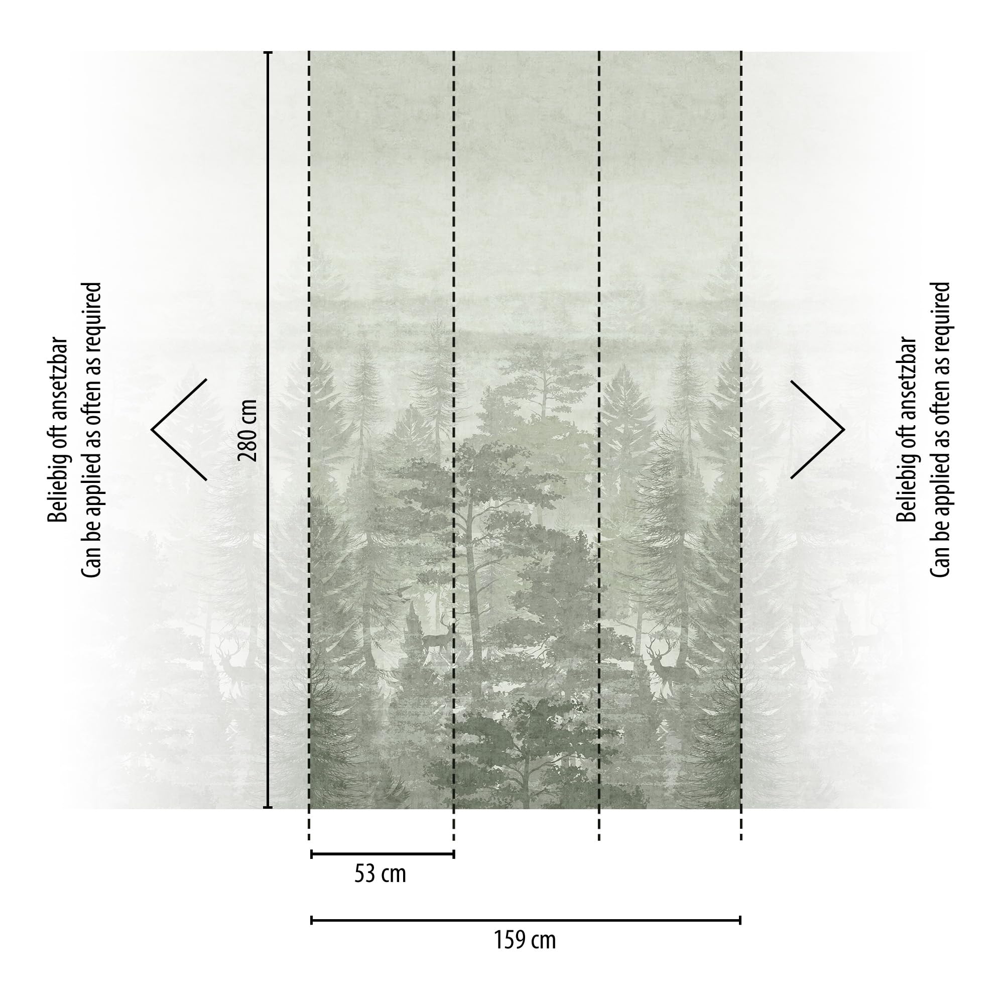 A.S. Création carta de parati TNT con motivo foresta in verde – carta de parati foresta 8,80 x 0,53 m – 770691