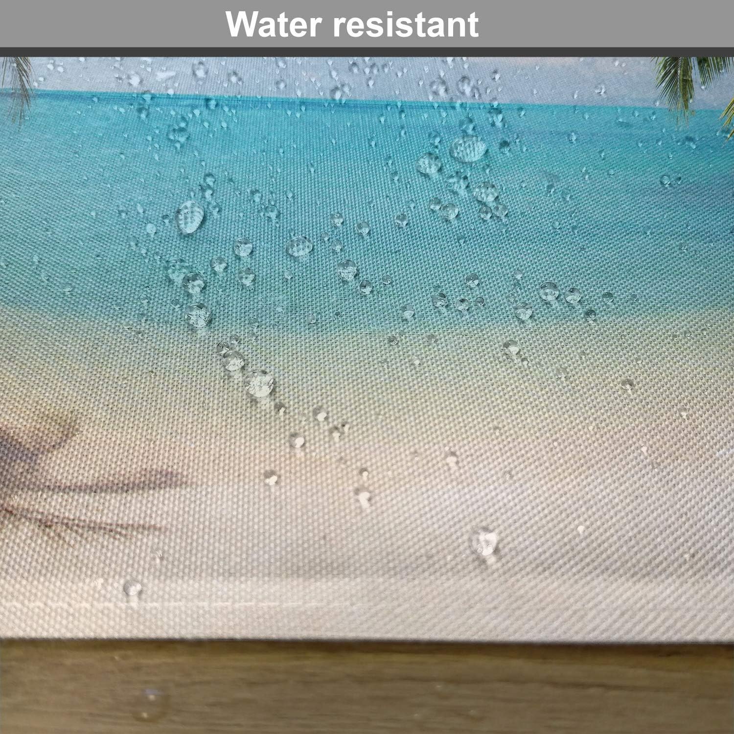 Ambesonne Ocean Place Mats Set of 4, Panoramic View of Tropical Sandy Beach Exotic Vacation Theme Print, Washable Fabric Placemats for Dining Table, Standard Size, Brown Turquoise