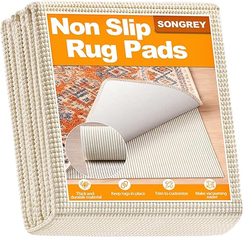 Songrey Almohadilla antideslizante de 2 x 3 pies, almohadillas extra gruesas para superficies duras, evita deslizamientos y asegura las alfombras,