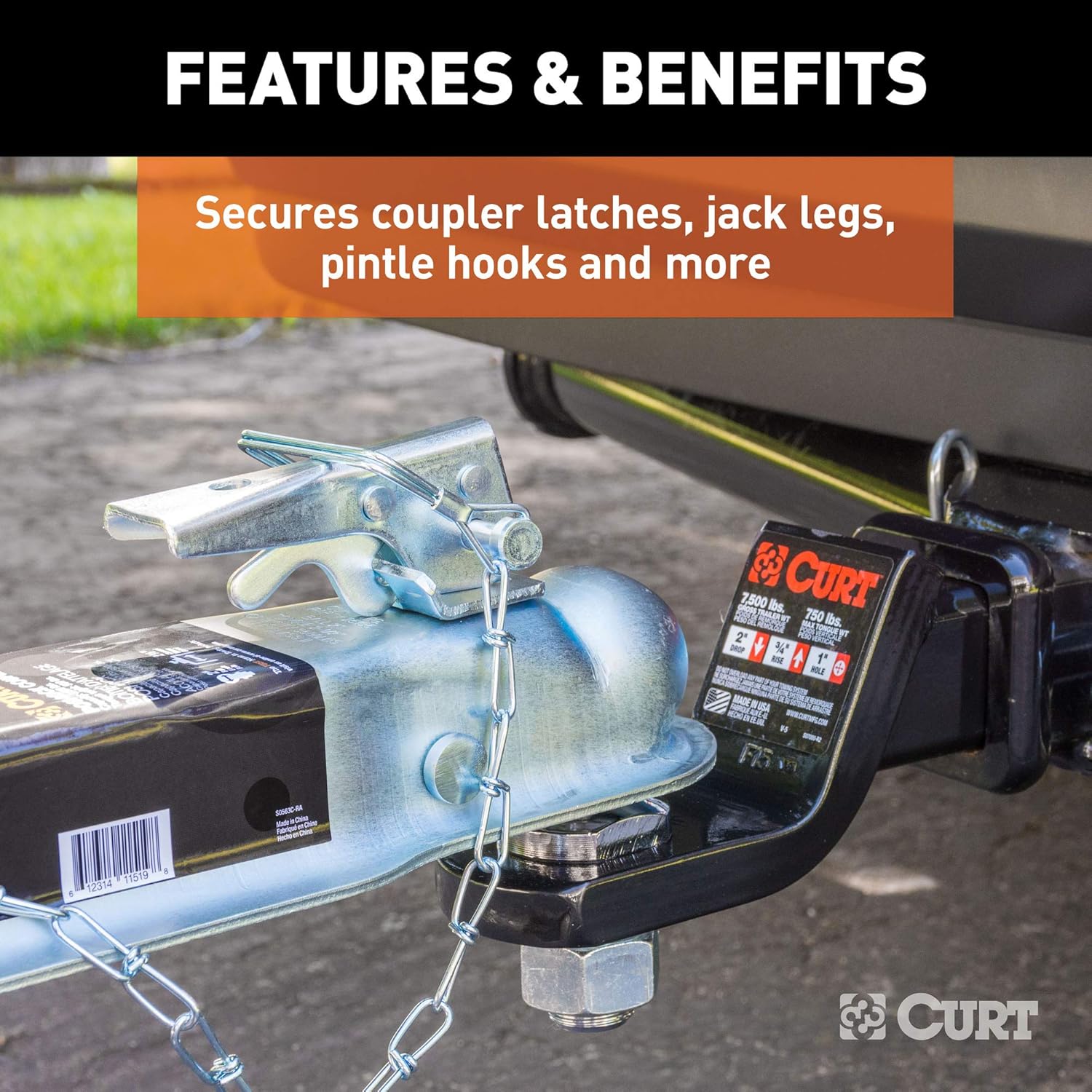 CURT 25012 Trailer Coupler Pin with 12-Inch Chain, 1/4-Inch view 4