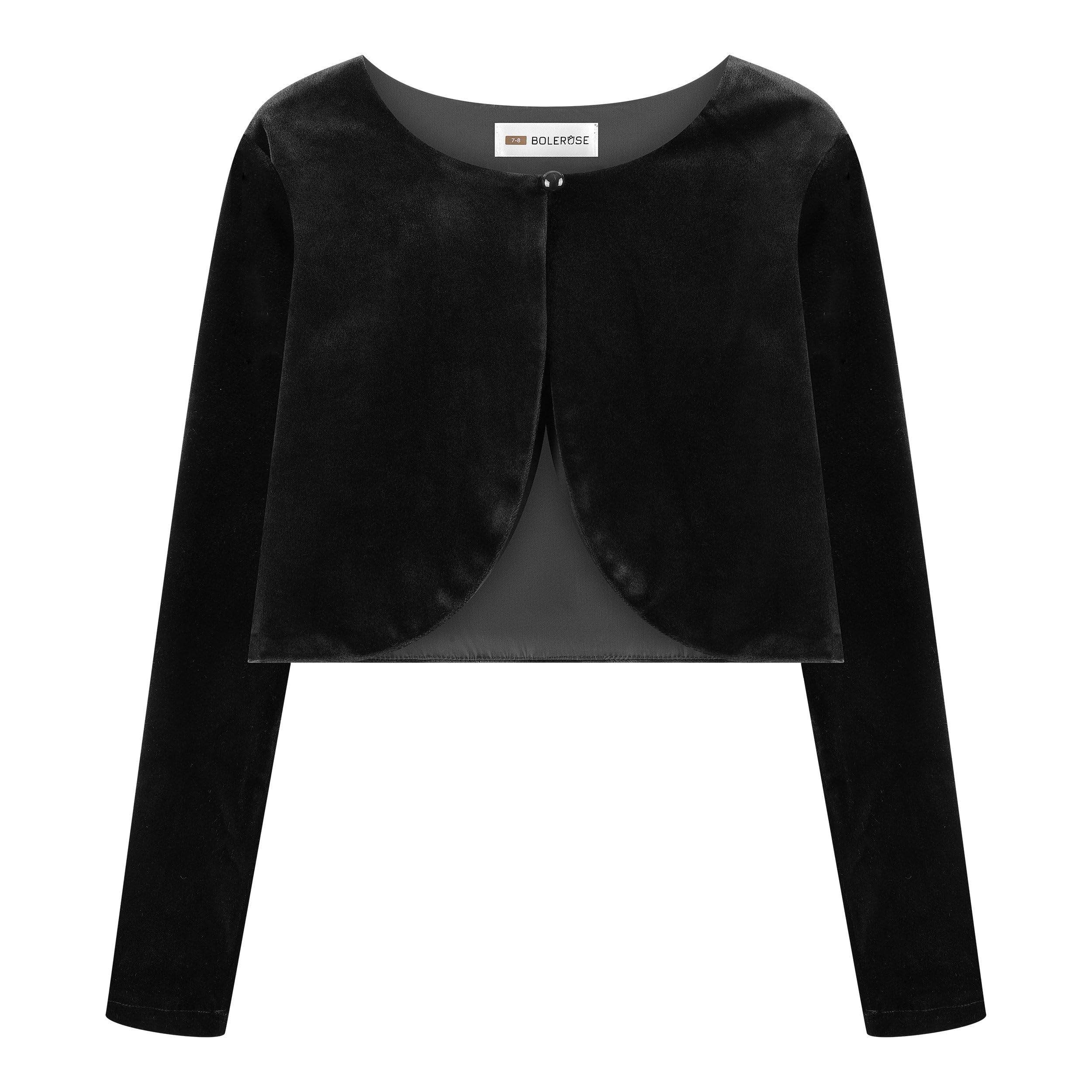 BOLEROSE Girls Velvet Long Sleeve Bolero