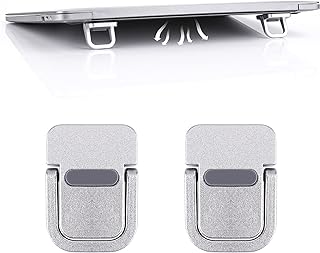 Abeillo 2PCS Portable Keyboard Riser, Self-Adhesive Mini Laptop Stand Invisible Computer Keyboard Stand for Desk, Laptop Feet Compatible with MacBook Pro/Air, Lenovo, Surface (Silver)