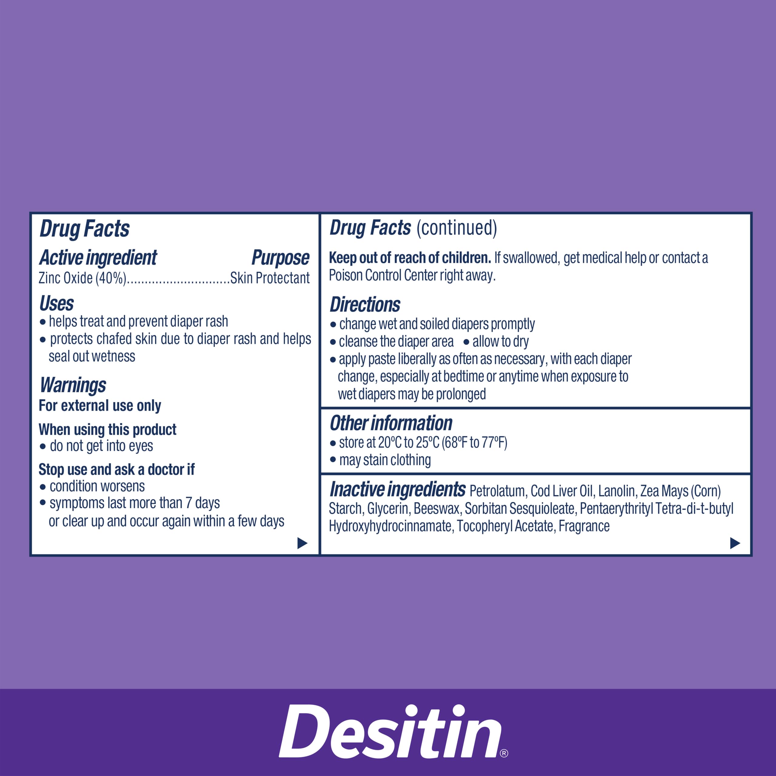 Desitin Maximum Strength Diaper Rash Paste, 40% Zinc Oxide, 4.8 oz view 8