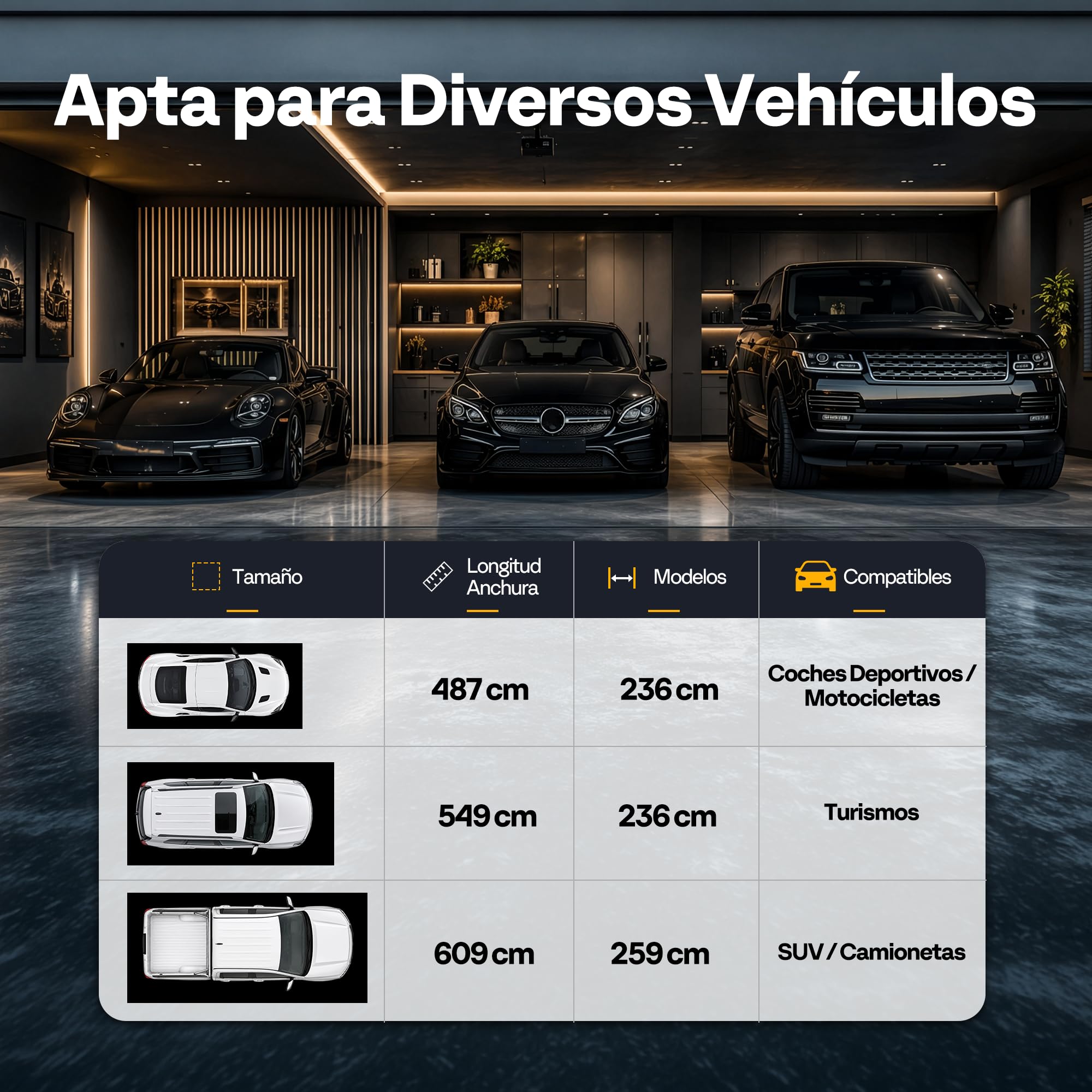 VIVOHOME Alfombrilla de Garaje de PVC Antideslizante Impermeable, 256×609cm | Alfombra Suelo Garaje PVC 3 Capas Bordes Elevados 3cm, Nieve, Barro y Aceite, Enrollable para Limpieza y Almacenamiento