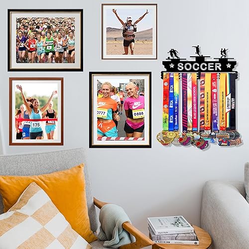 Vista 38 de Goutoports Estante de exhibición para colgar medallas, organizador personalizado de cinta de premios para corredores de carreras deportivas, placas