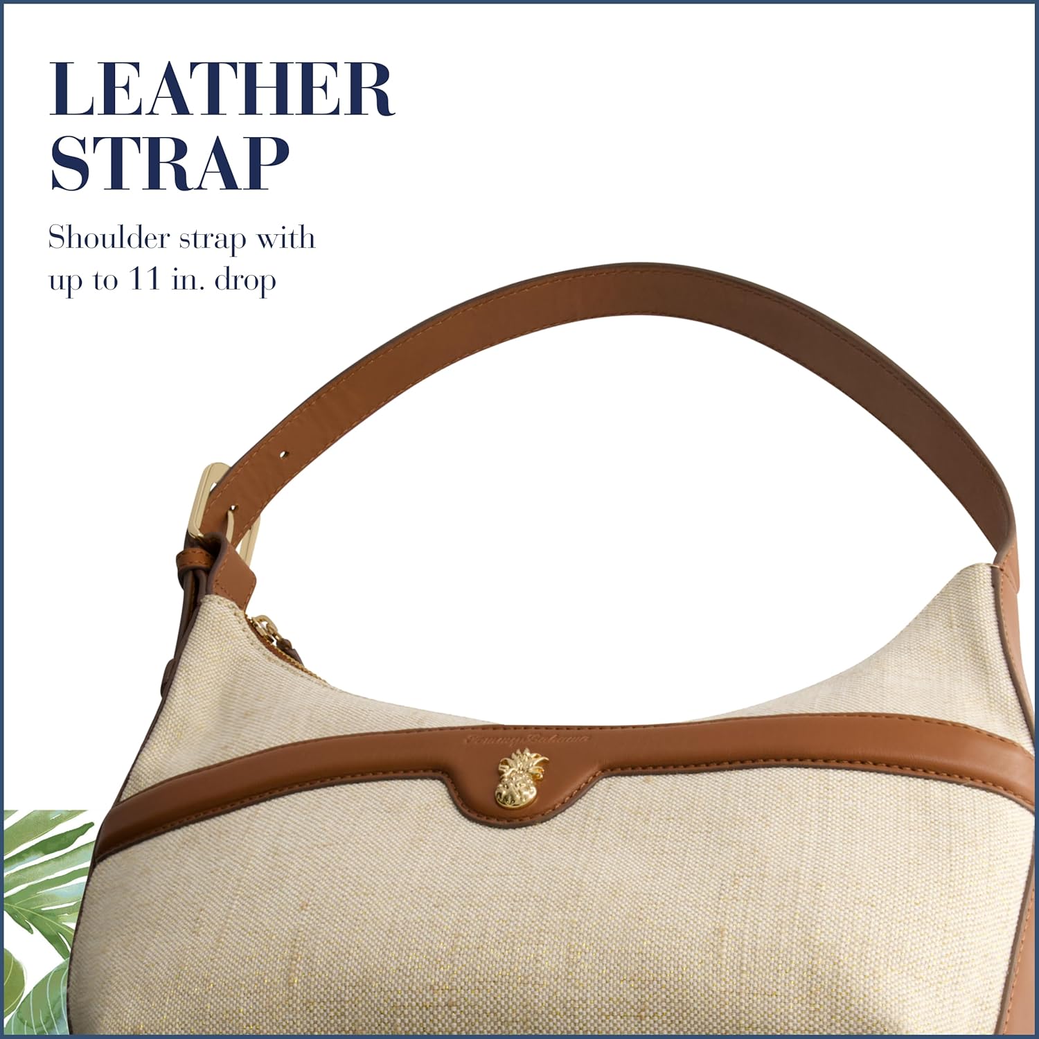 Tommy Bahama Hobo Bag, Women's Mini Handbag with Zip Closure and Linen Design, Natural - Image 4